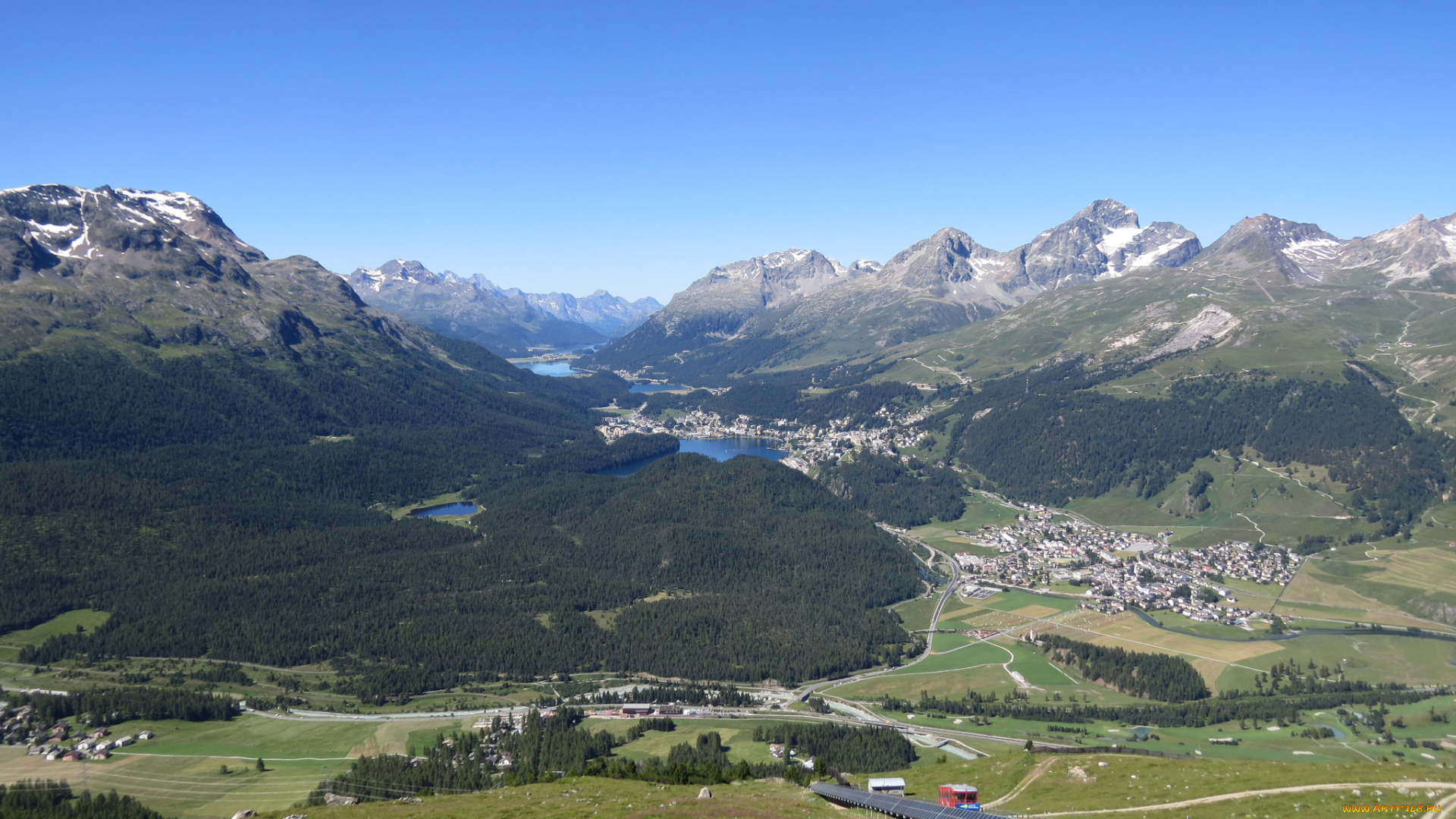 города, -, панорамы, лес, горы