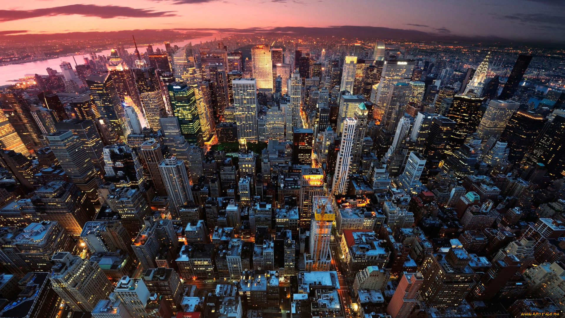 города, нью-йорк, , сша, new-york, city, empire, state, river, manhattan, sunset, building