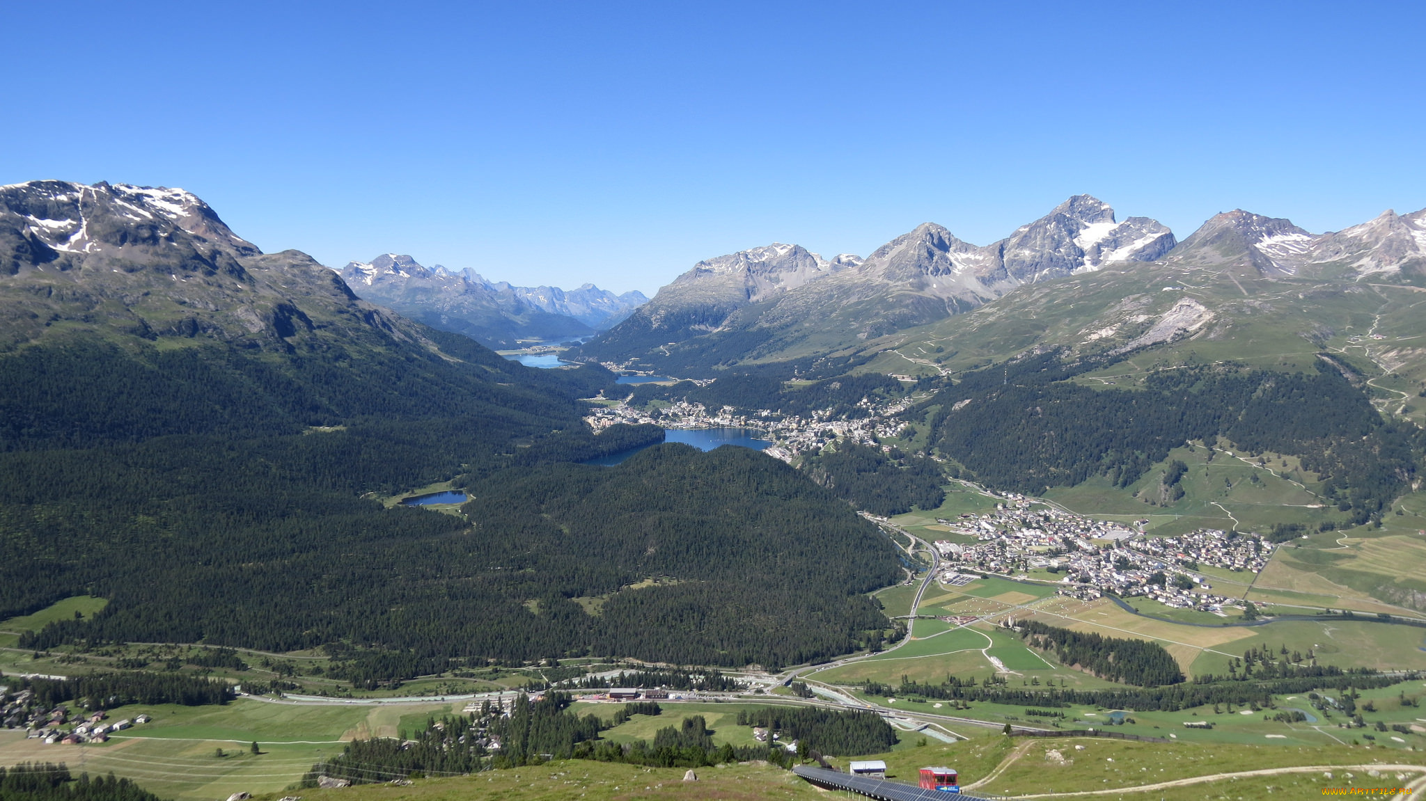 города, -, панорамы, лес, горы