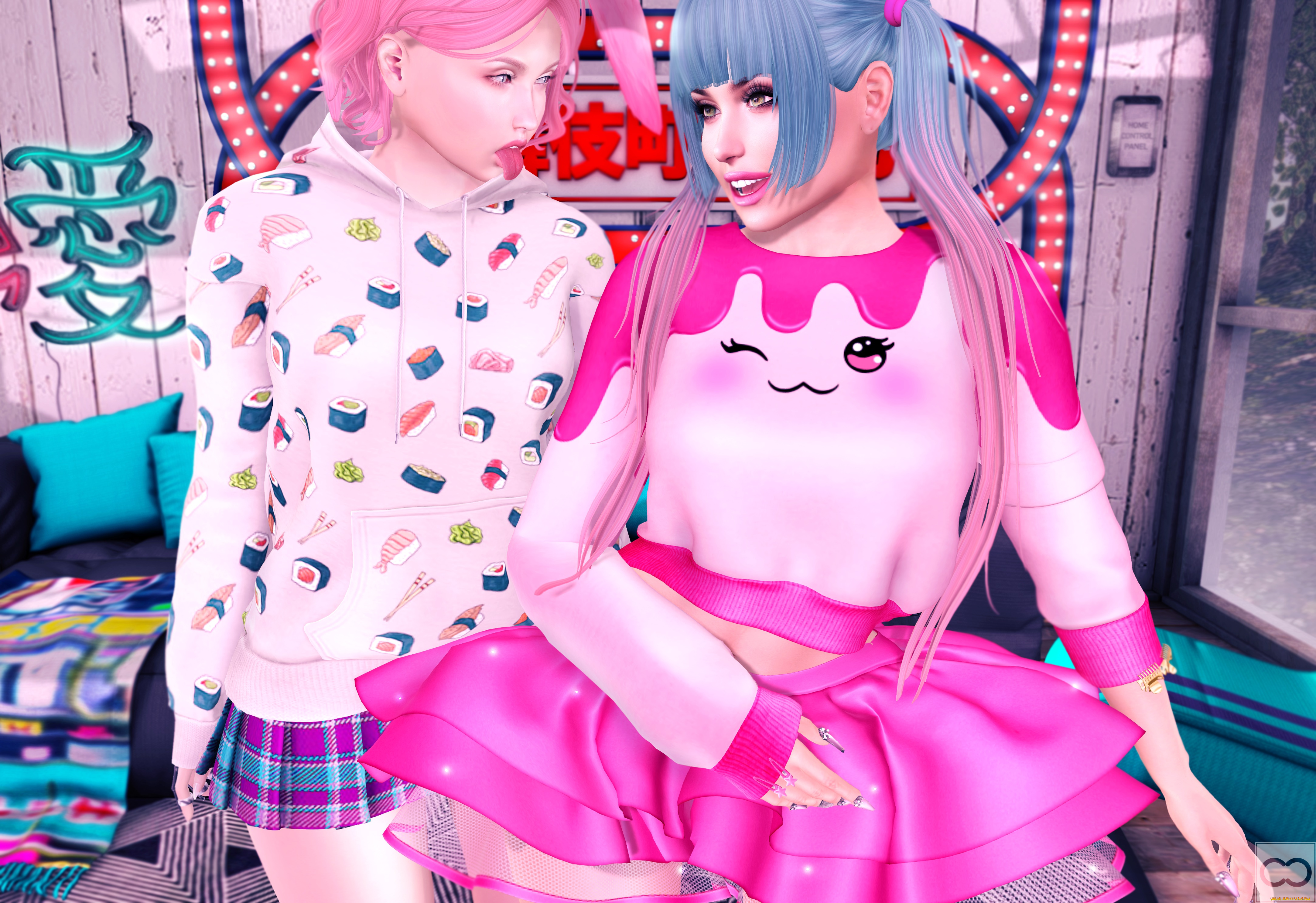 3д, графика, люди, , people, фон, взгляд, девушки