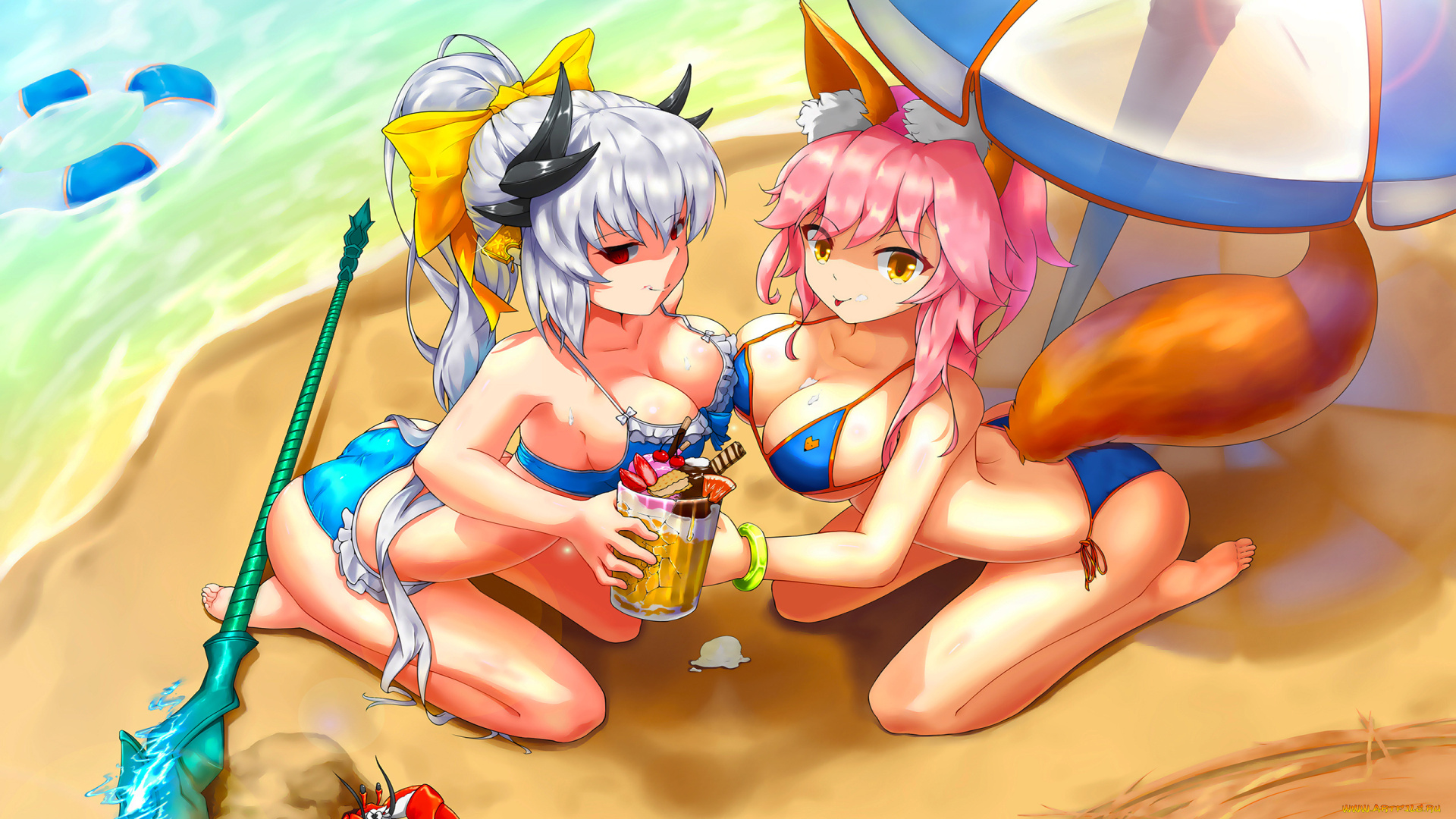 аниме, fate, stay, night, фон, взгляд, девушки