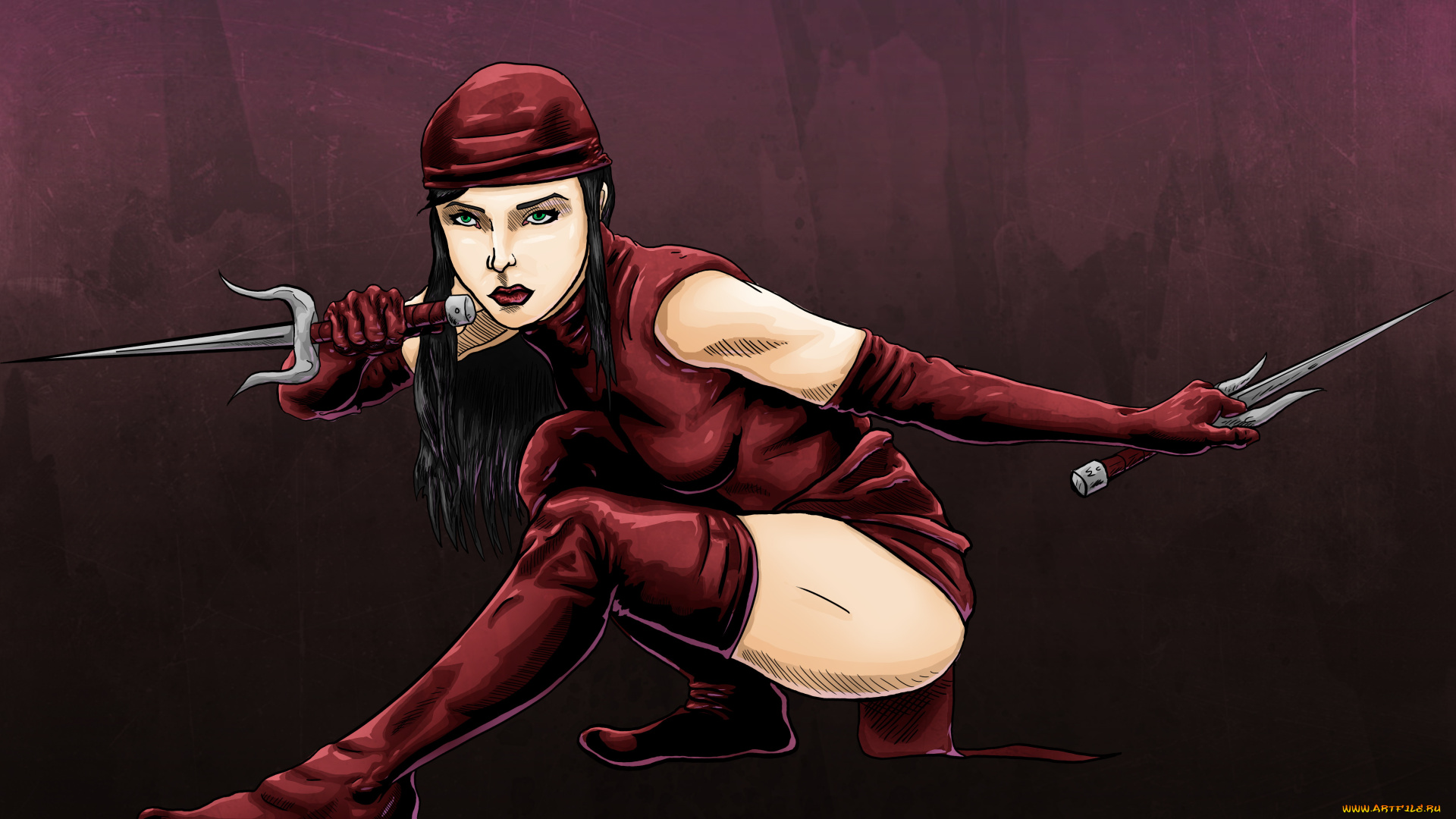 рисованное, комиксы, взгляд, фон, девушка, униформа