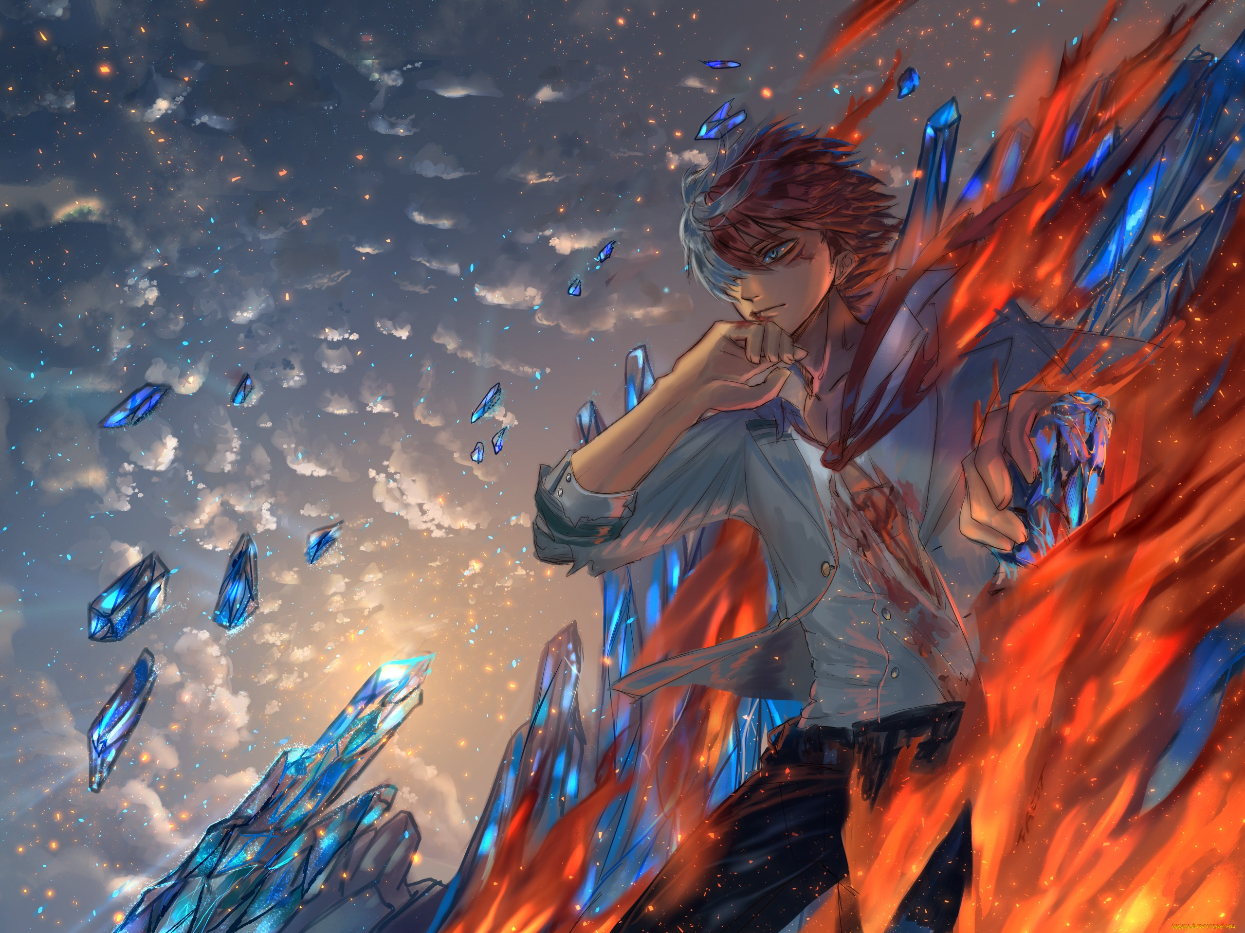 аниме, boku, no, hero, academia, тодороки, шото