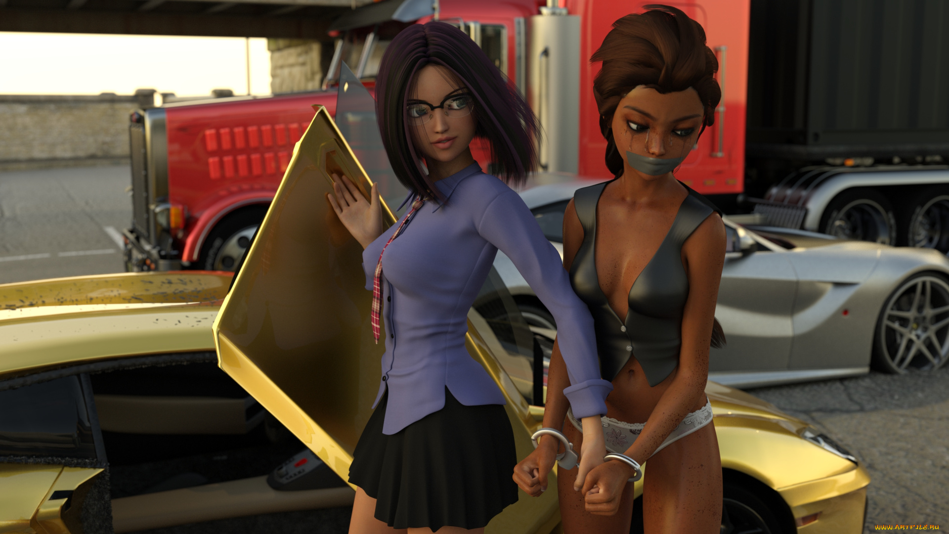 3д, графика, фантазия, , fantasy, девушки, фон, взгляд