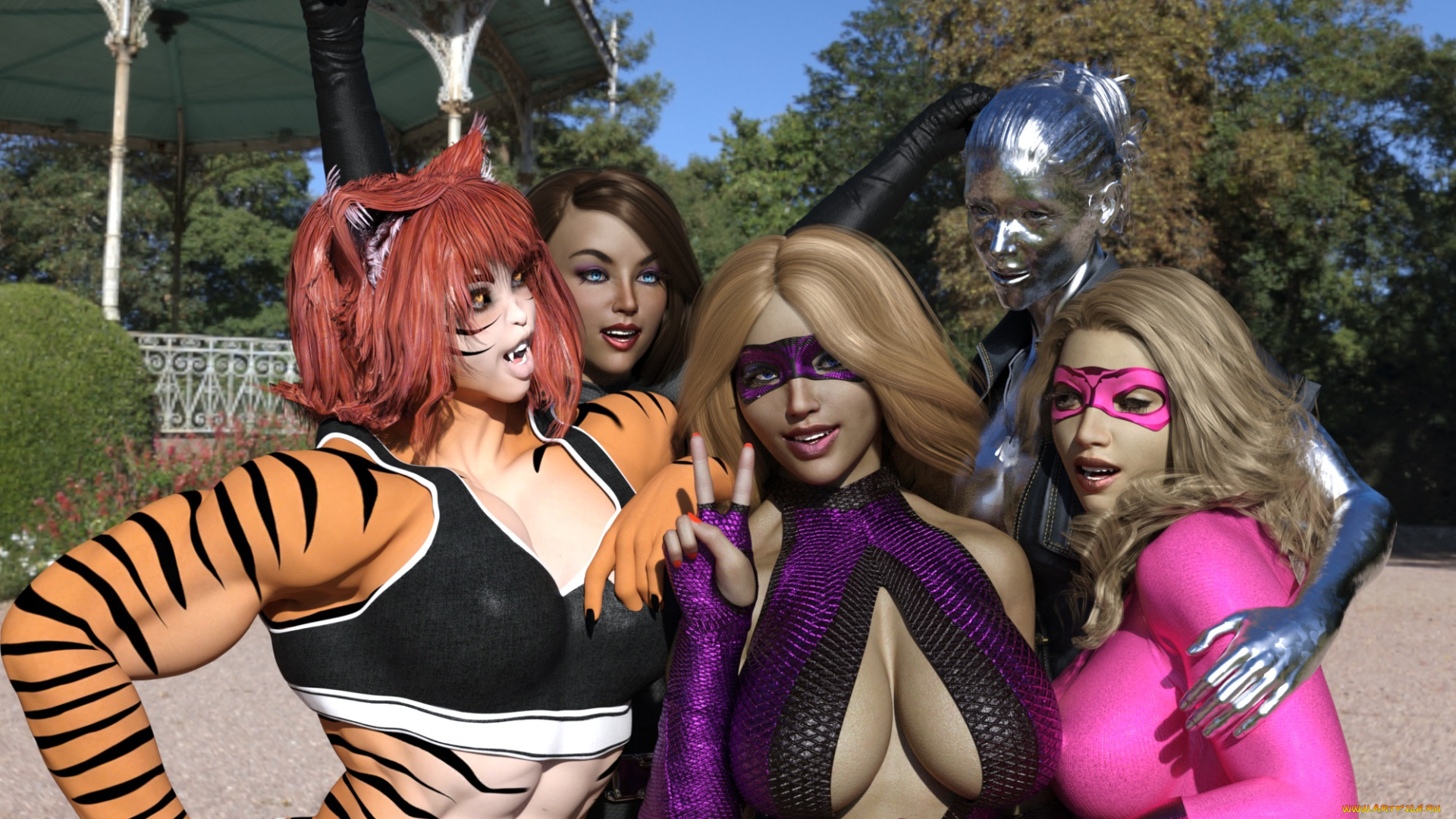 3д, графика, фантазия, , fantasy, фон, взгляд, девушки