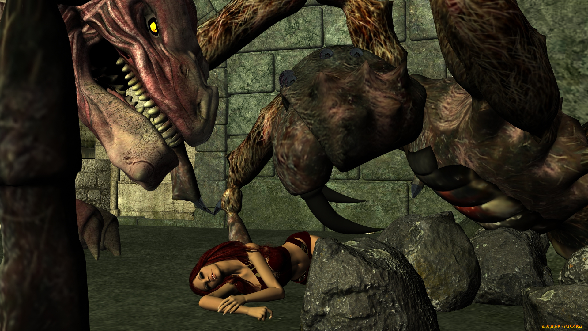 3д, графика, фантазия, , fantasy, фон, взгляд, девушка