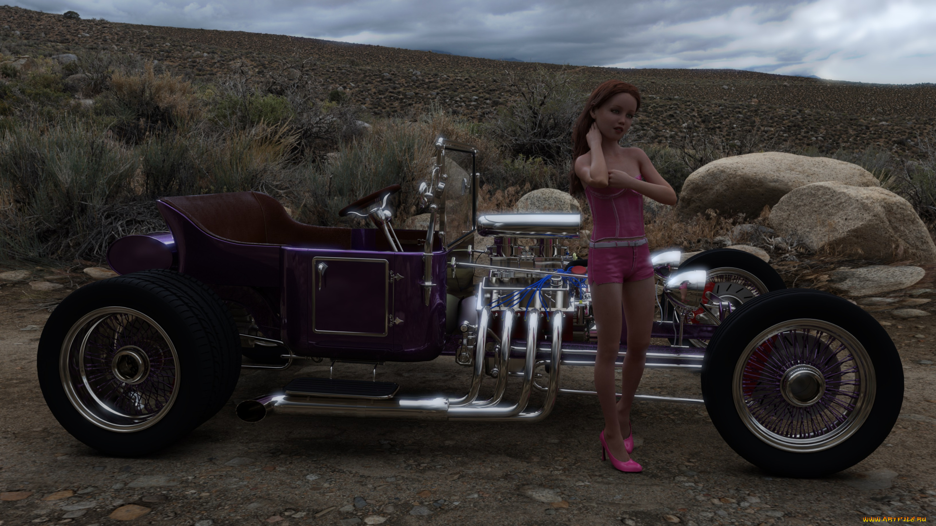 3д, графика, люди-авто, мото, , people-, car, , , moto, автомобиль, фон, взгляд, девушка