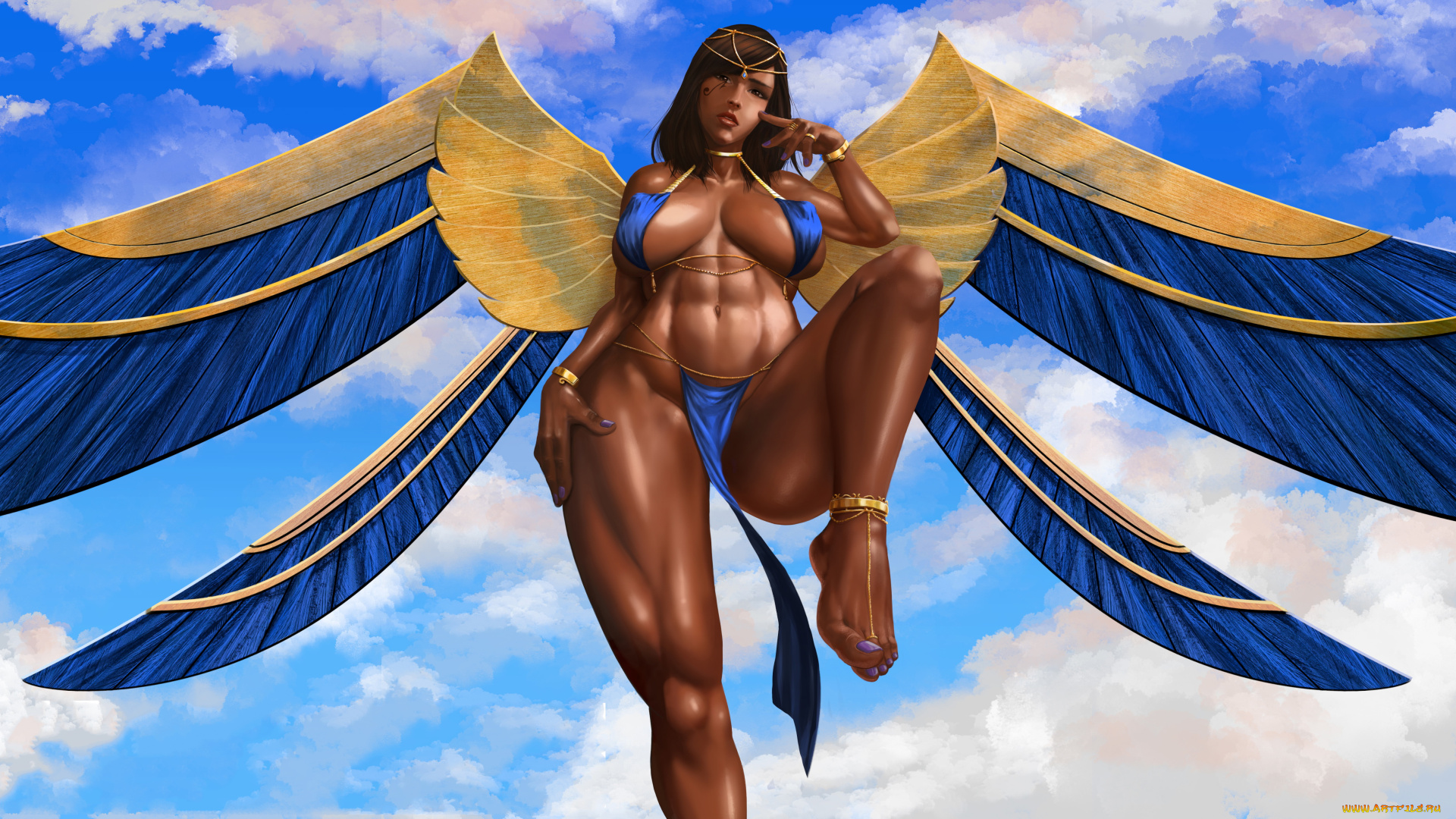 видео, игры, overwatch, крылья, фон, девушка, взгляд