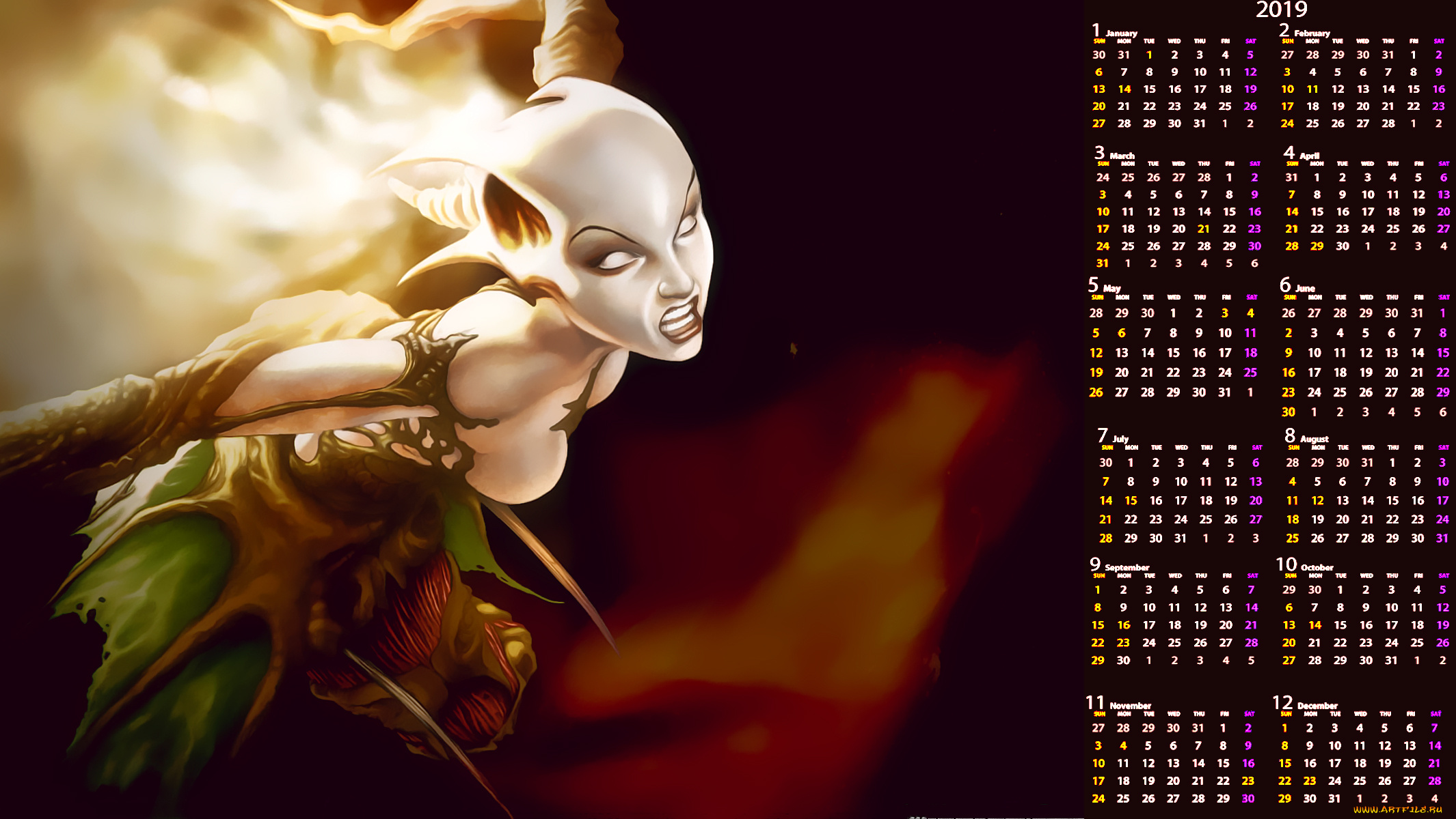 календари, фэнтези, существо