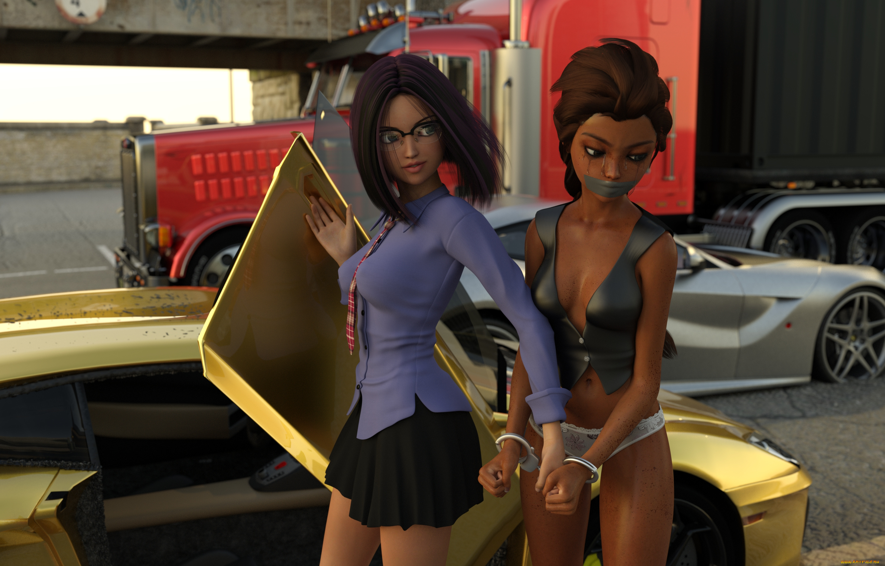 3д, графика, фантазия, , fantasy, девушки, фон, взгляд