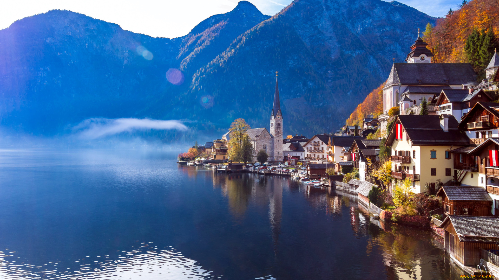 города, гальштат, , австрия, панорама