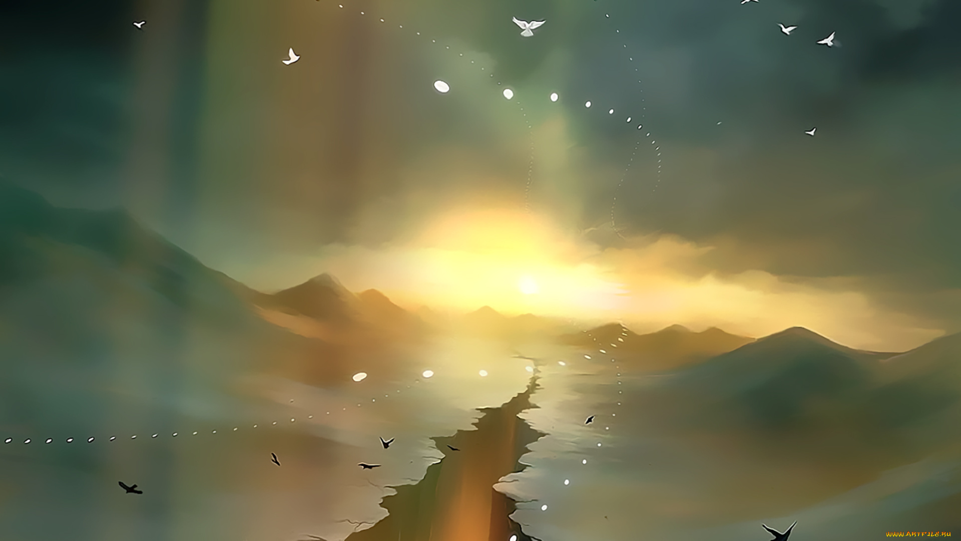 календари, фэнтези, расщелина, птица, планета, calendar, 2020