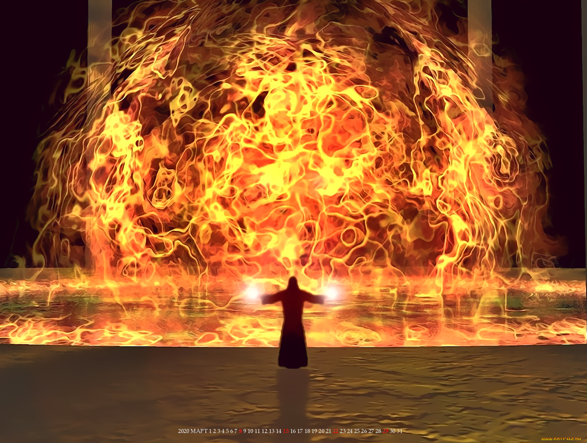 календари, фэнтези, пламя, огонь, маг, calendar, 2020