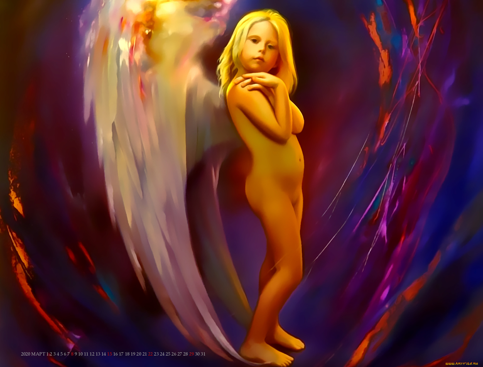 календари, фэнтези, ребенок, ангел, девочка, calendar, 2020