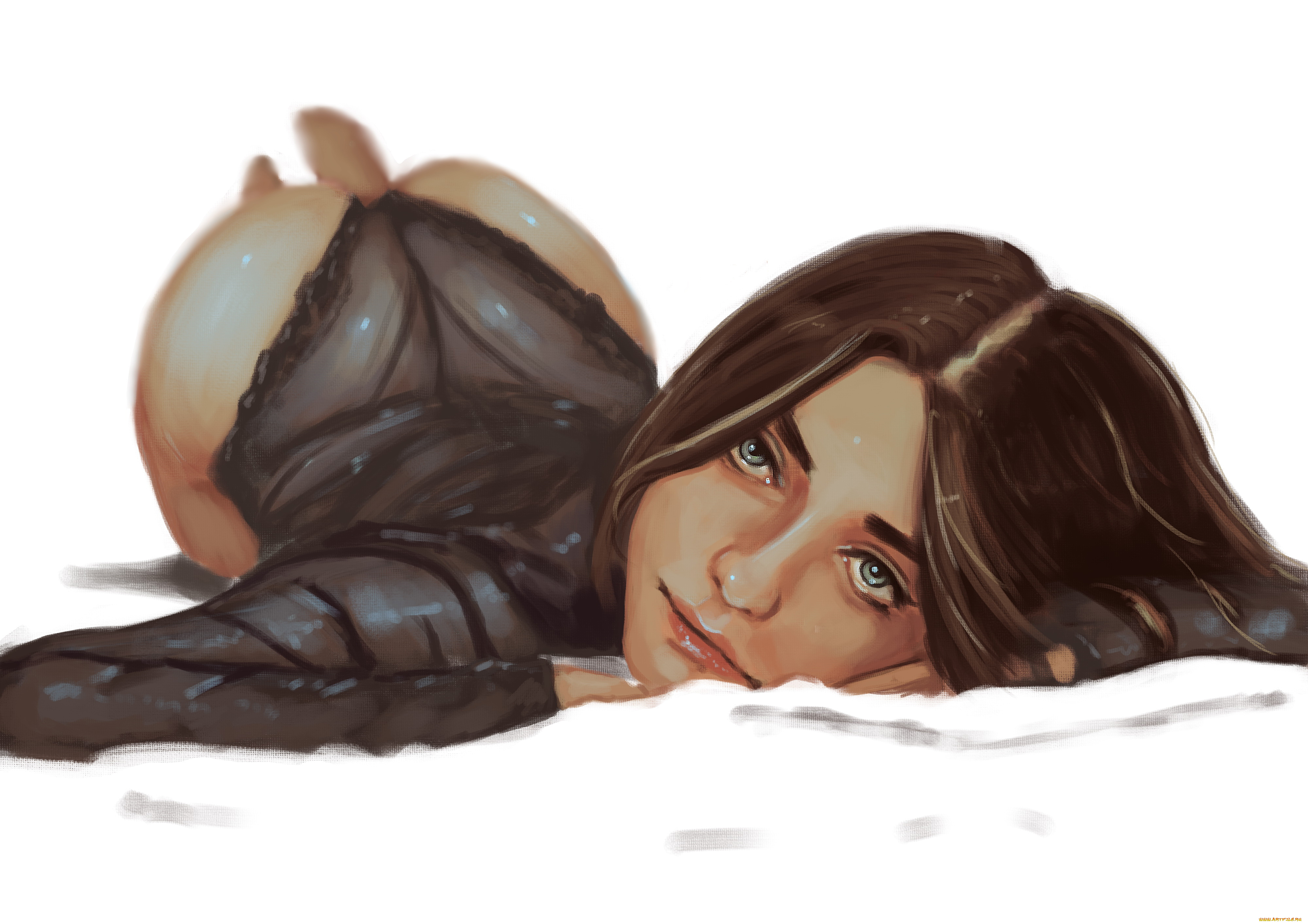 рисованное, люди, девушка, фон, взгляд