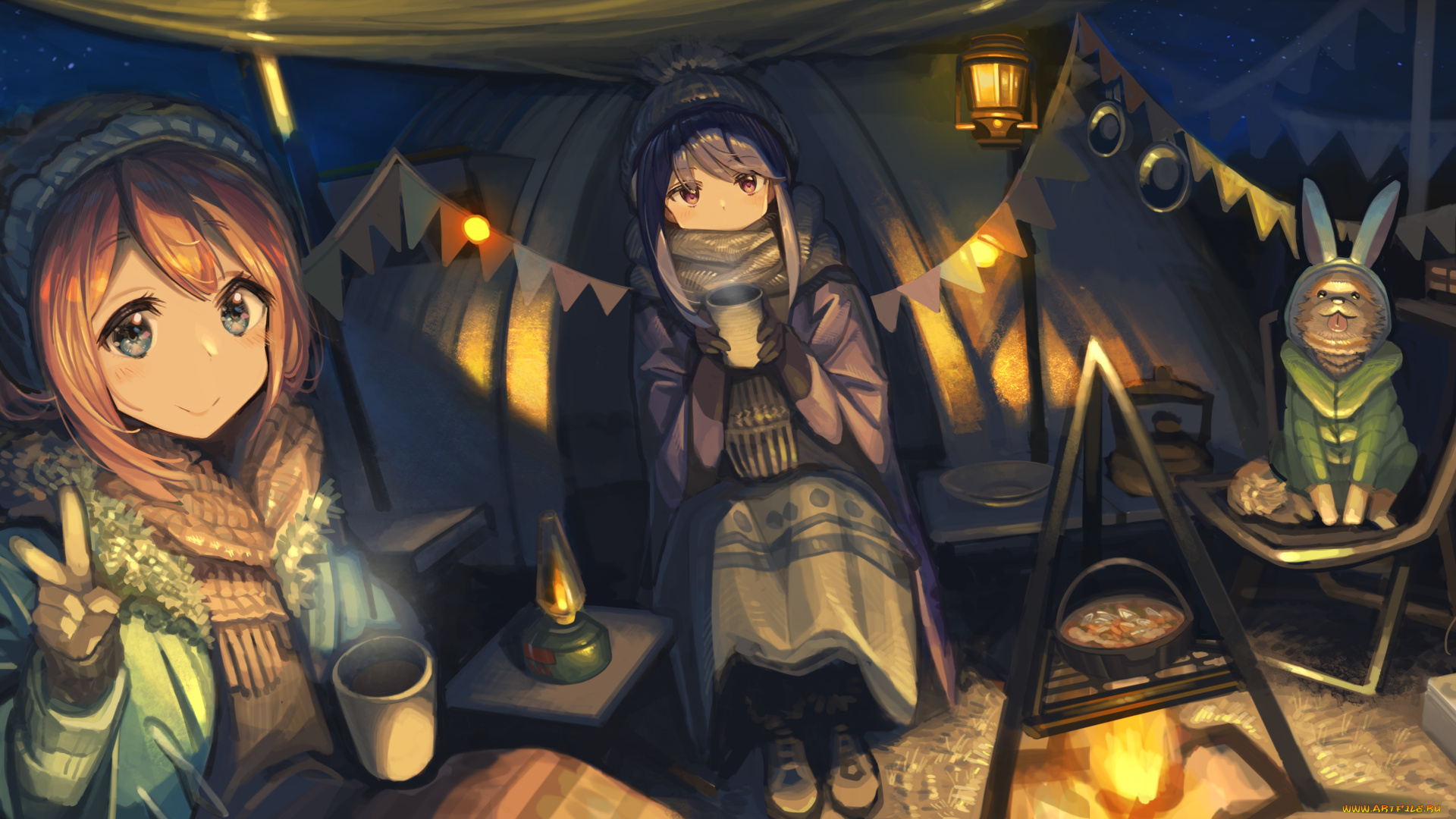 аниме, laid-back, camp, лагерь, на, свежем, воздухе