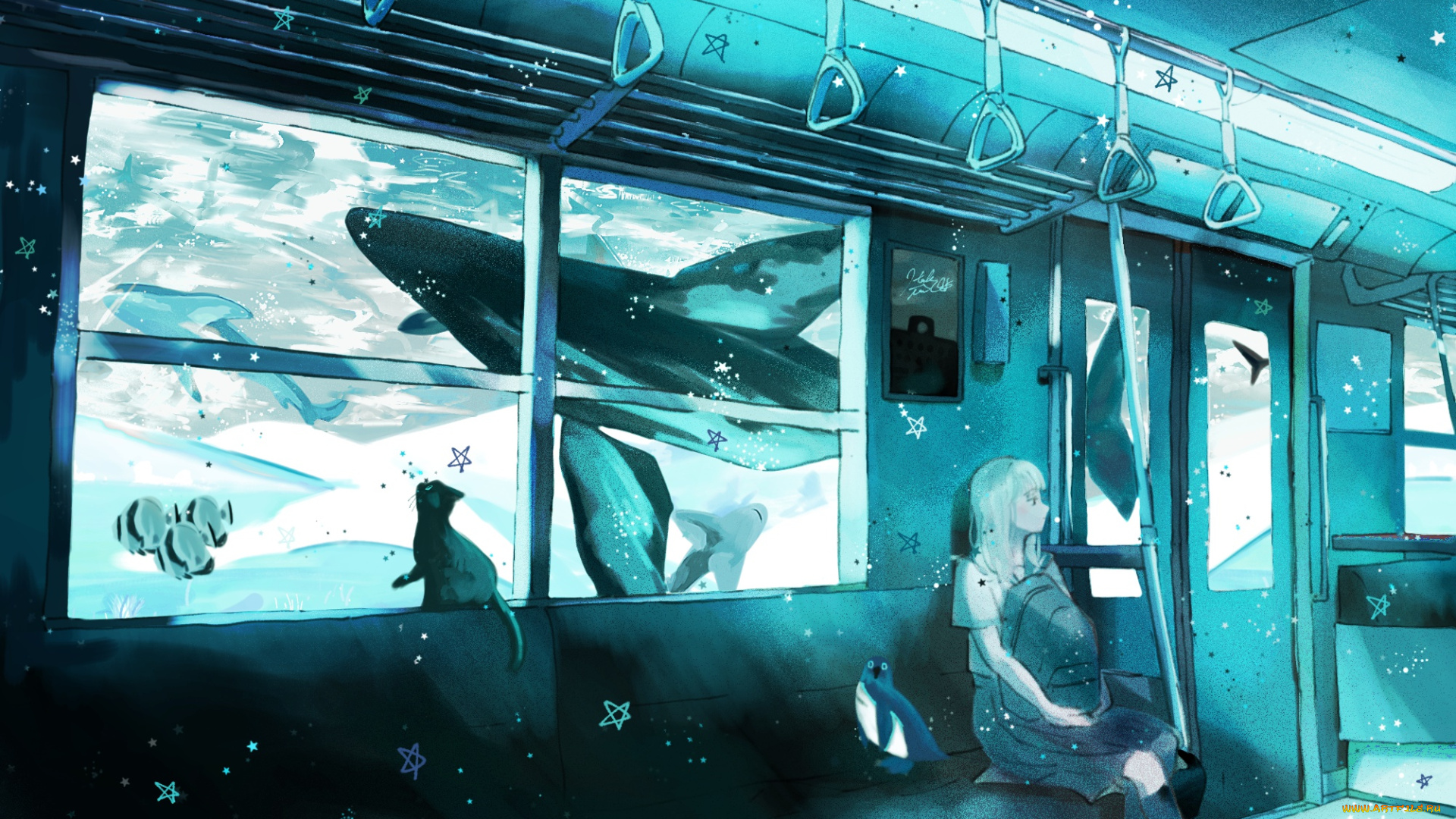 аниме, животные, , существа, девушка