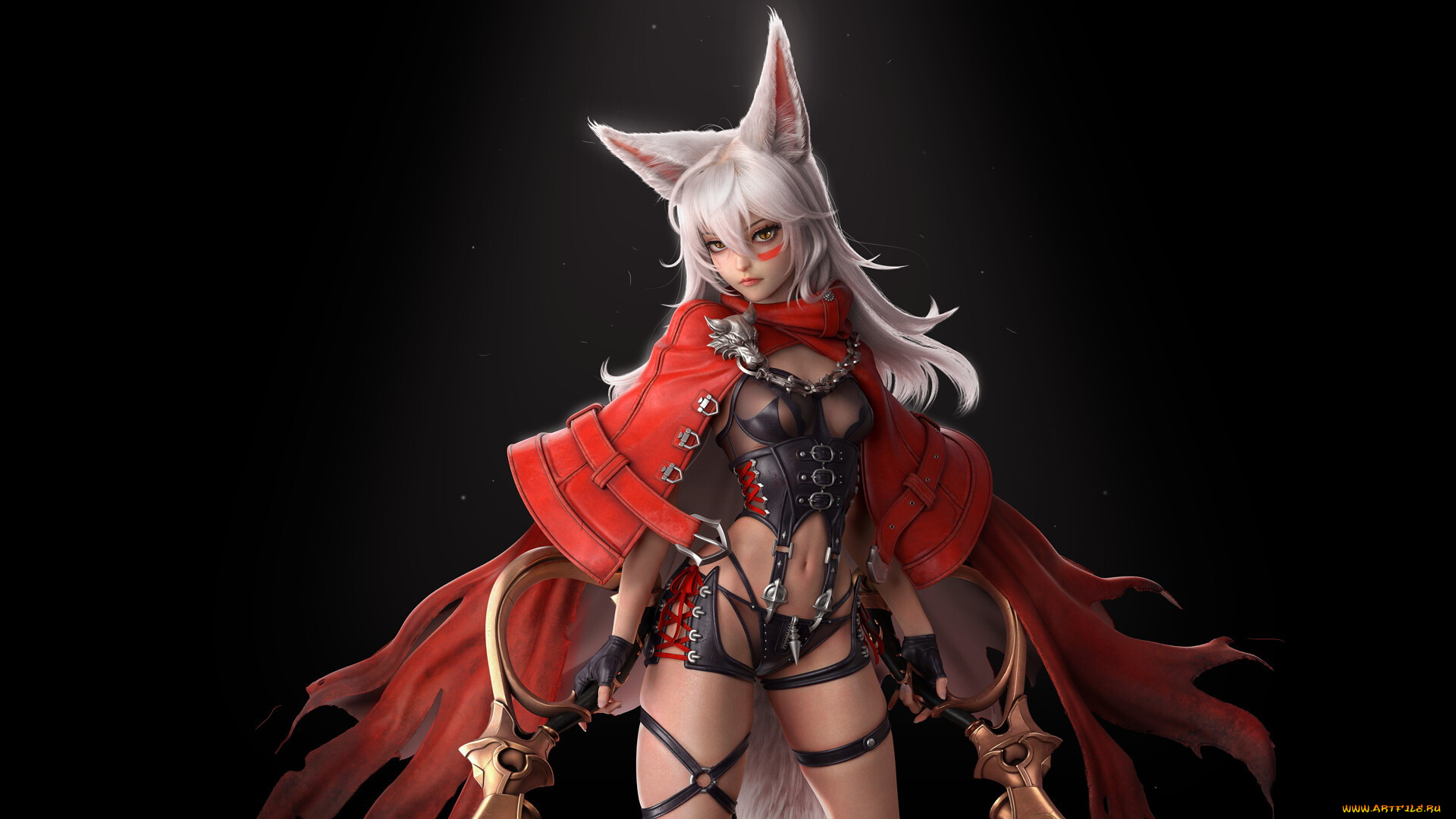 видео, игры, ---другое, девушка, ушки, плащ, оружие