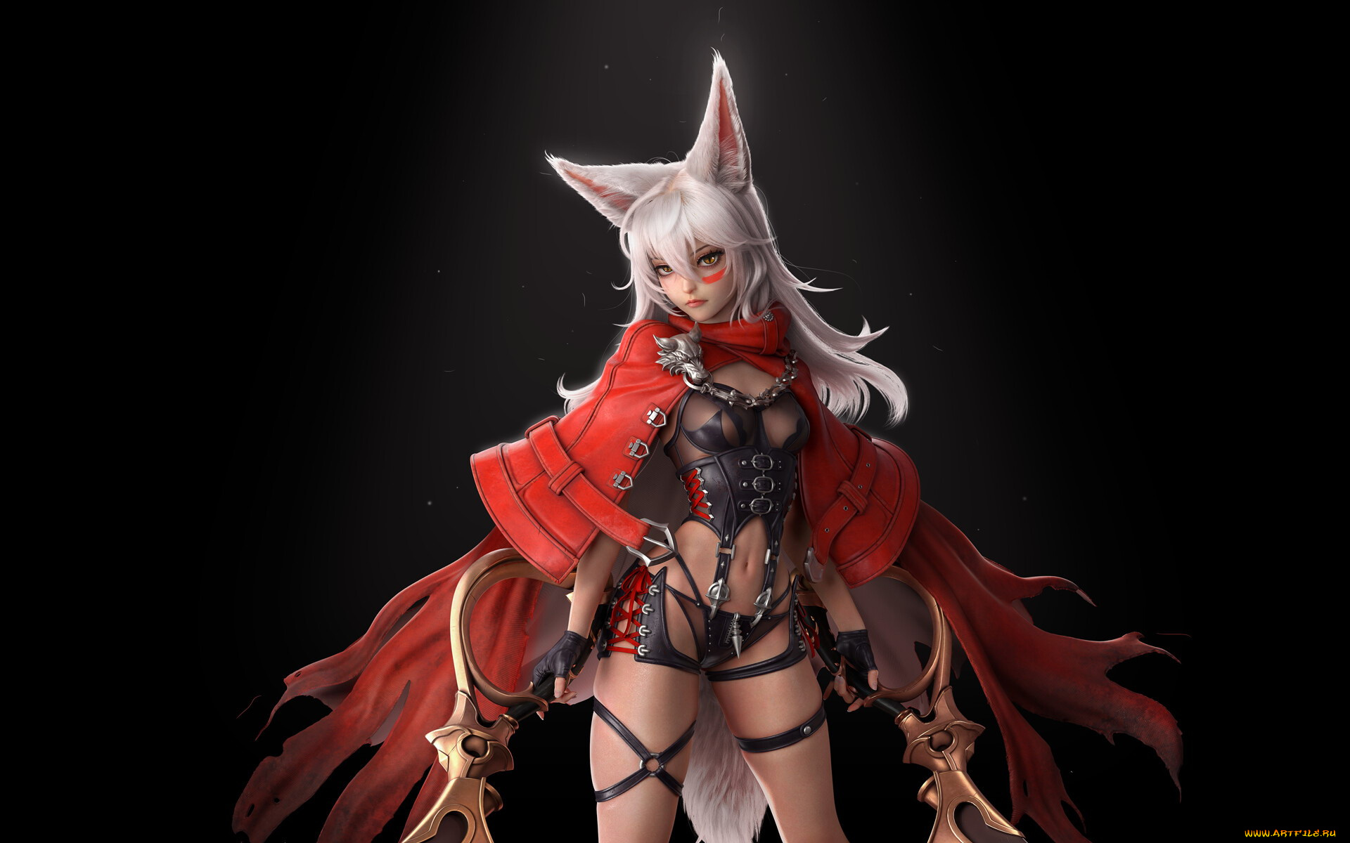 видео, игры, ---другое, девушка, ушки, плащ, оружие