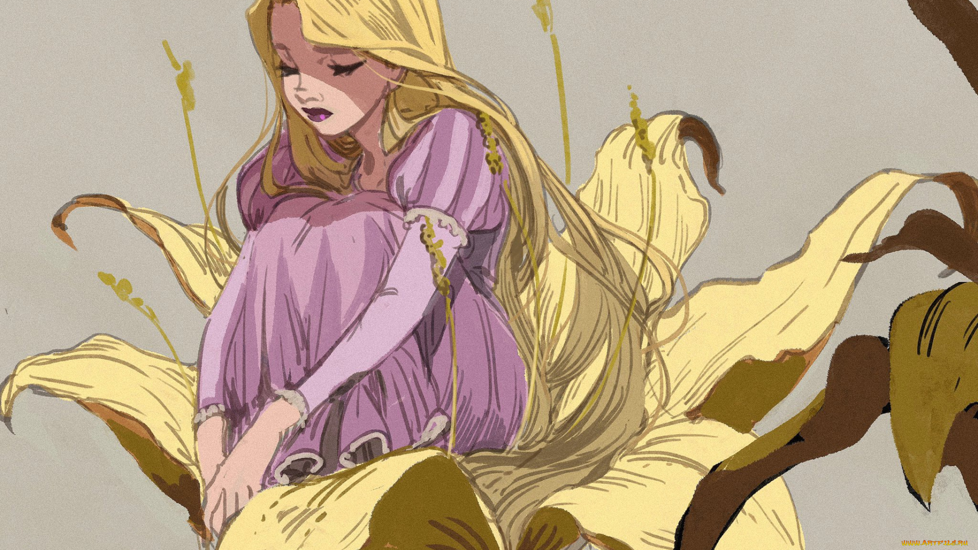 рисованное, кино, , мультфильмы, девочка, цветок