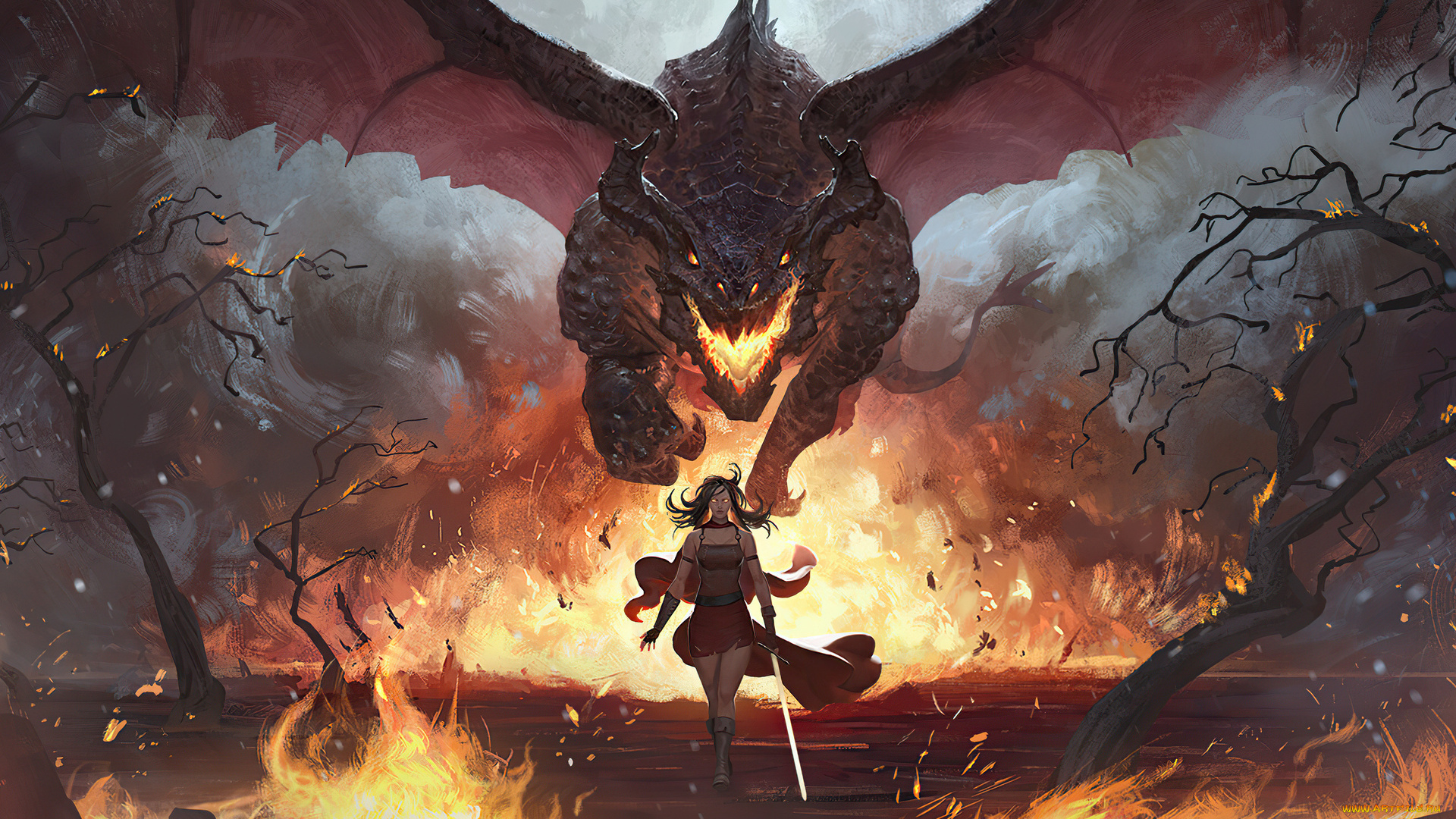 war, dragons, видео, игры, war, of, dragons, девушка, дракон