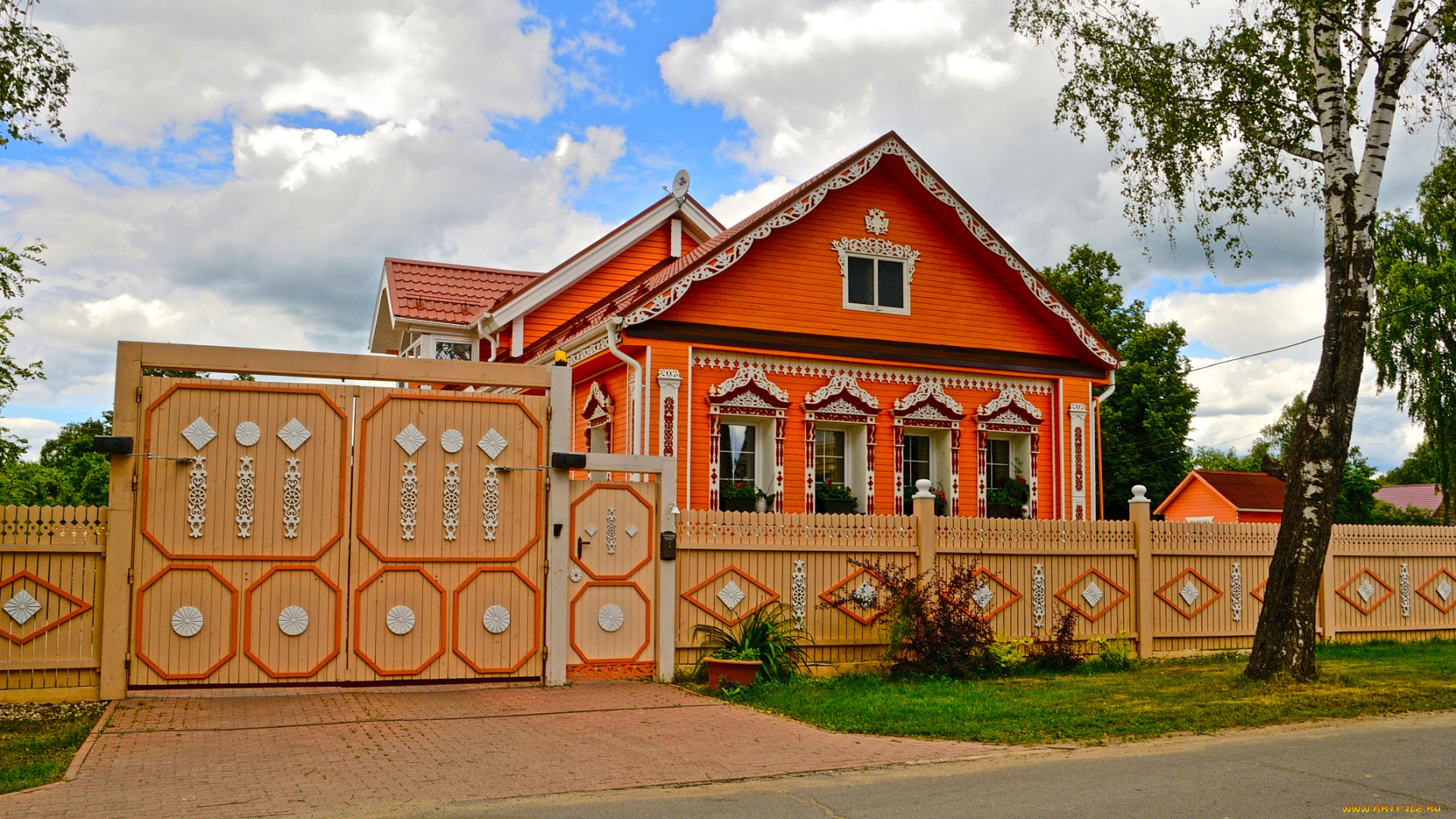 города, -, здания, , дома, вятское, село, некрасовский, район, ярославская, область, россия, фасад, русский, дом