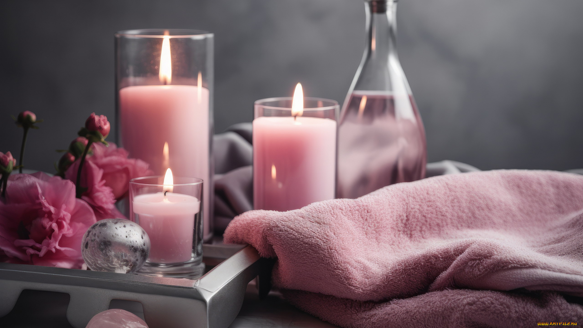 разное, свечи, цветы, огоньки