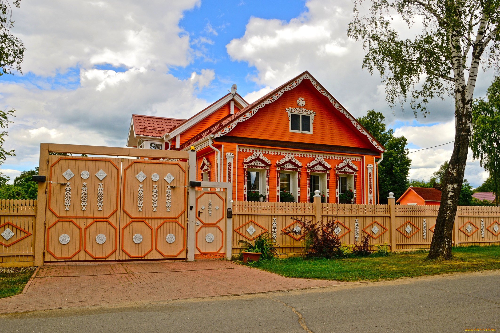 города, -, здания, , дома, вятское, село, некрасовский, район, ярославская, область, россия, фасад, русский, дом