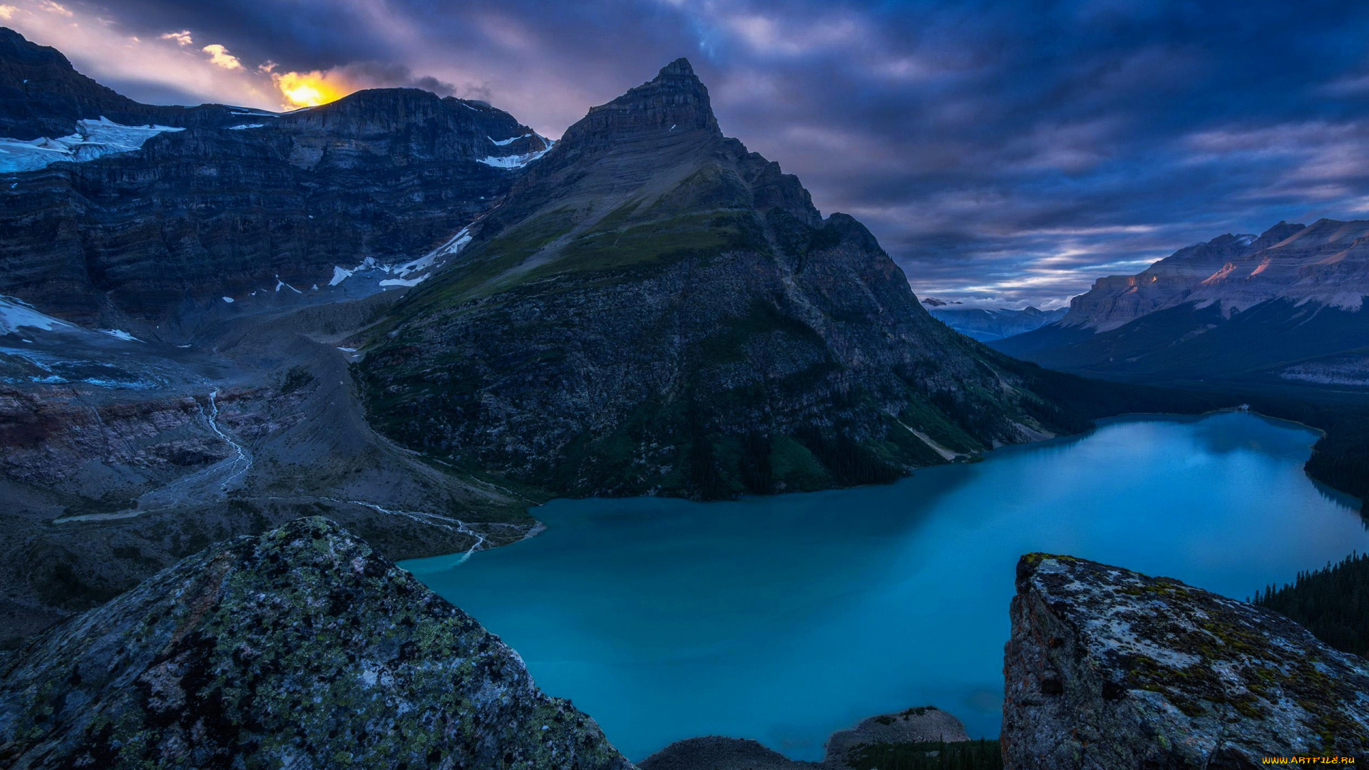 chephren, lake, banff, national, park, alberta, природа, реки, озера, chephren, lake, banff, national, park