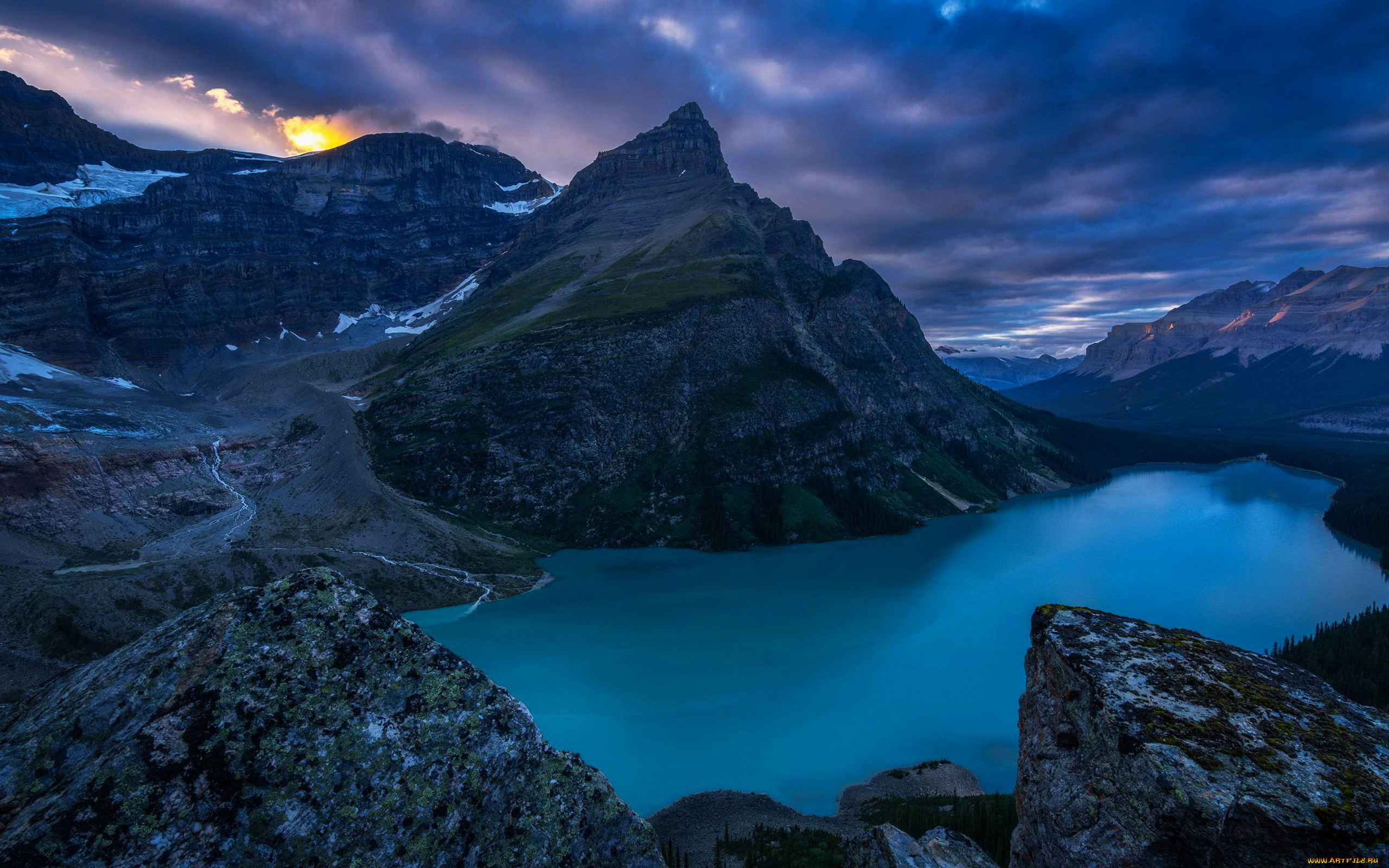 chephren, lake, banff, national, park, alberta, природа, реки, озера, chephren, lake, banff, national, park