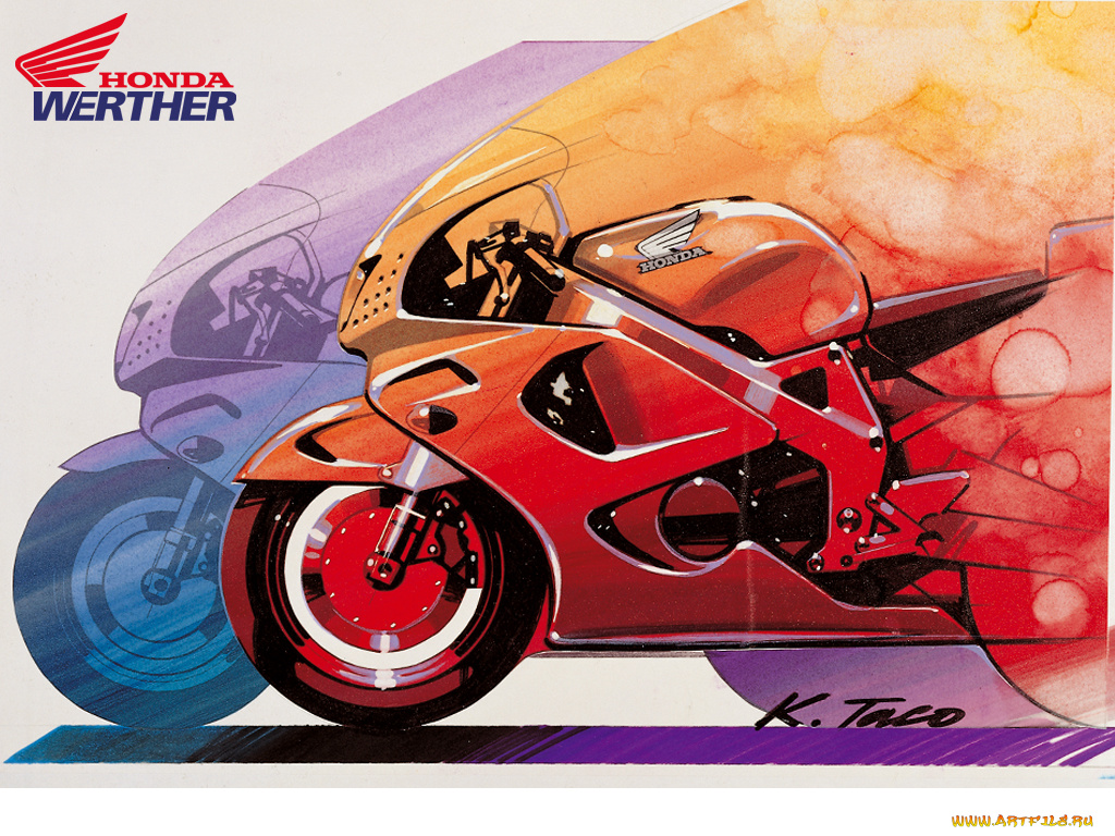 мотоциклы, рисованные