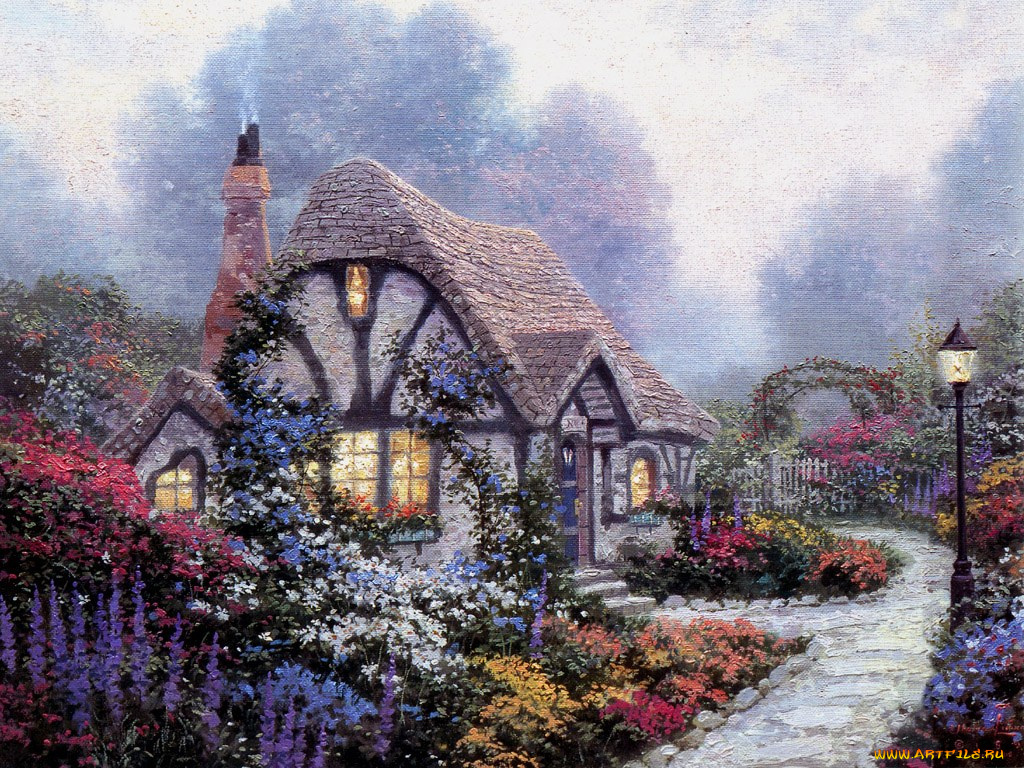 thomas, kinkade, рисованные, природа