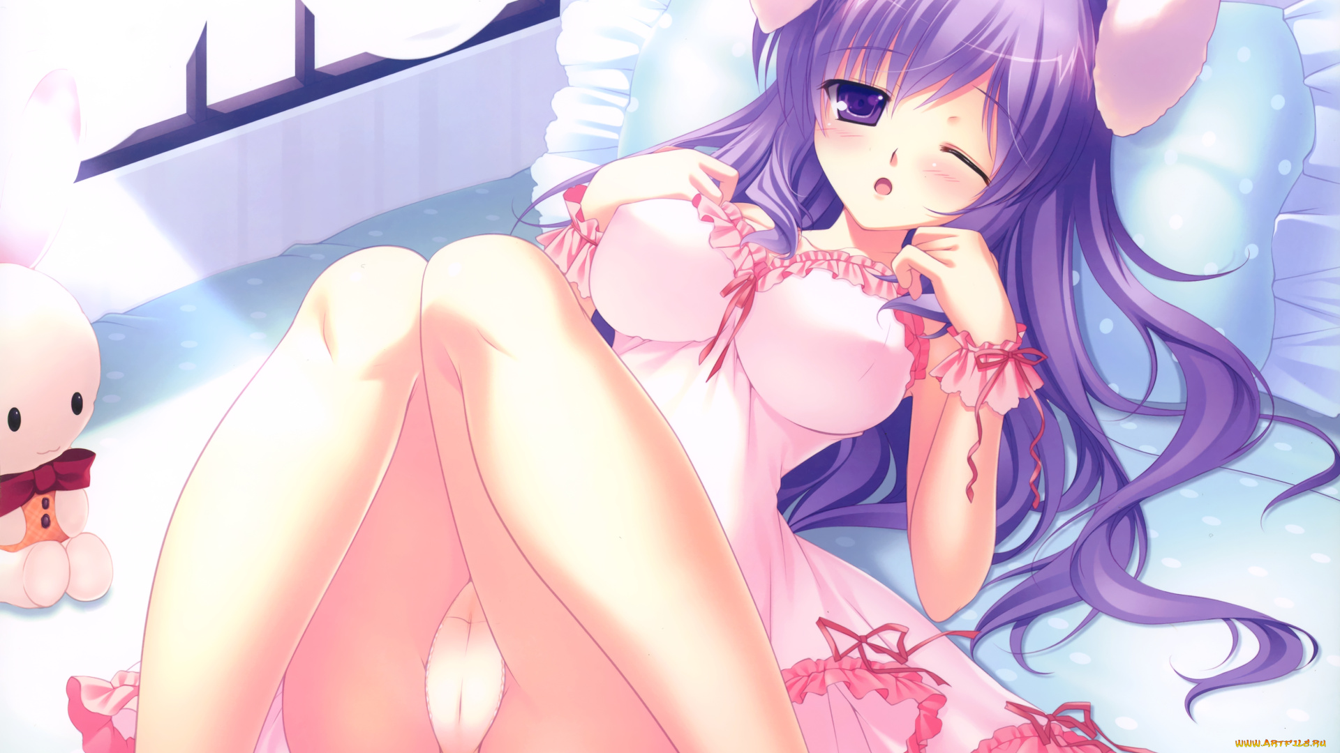 аниме, animals, девушка, ушки, игрушка