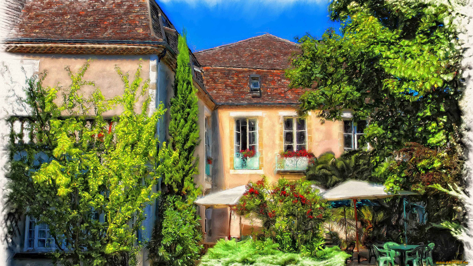 рисованные, города, дом