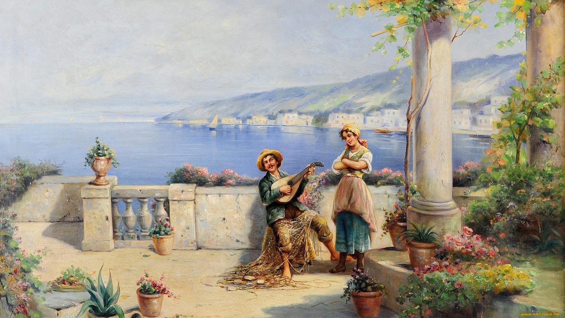 рисованные, pasetti, влюбленный, рыбак, o,