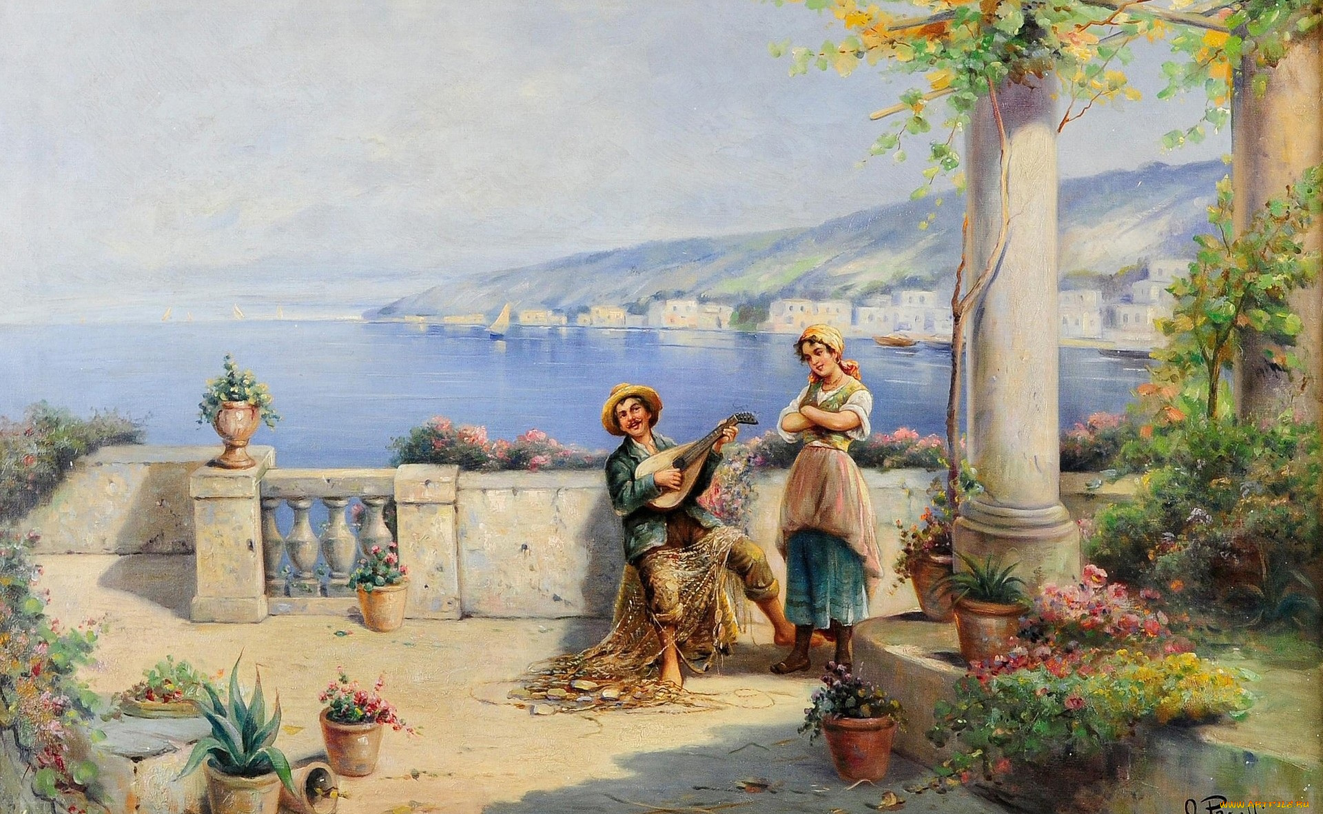 рисованные, pasetti, влюбленный, рыбак, o,