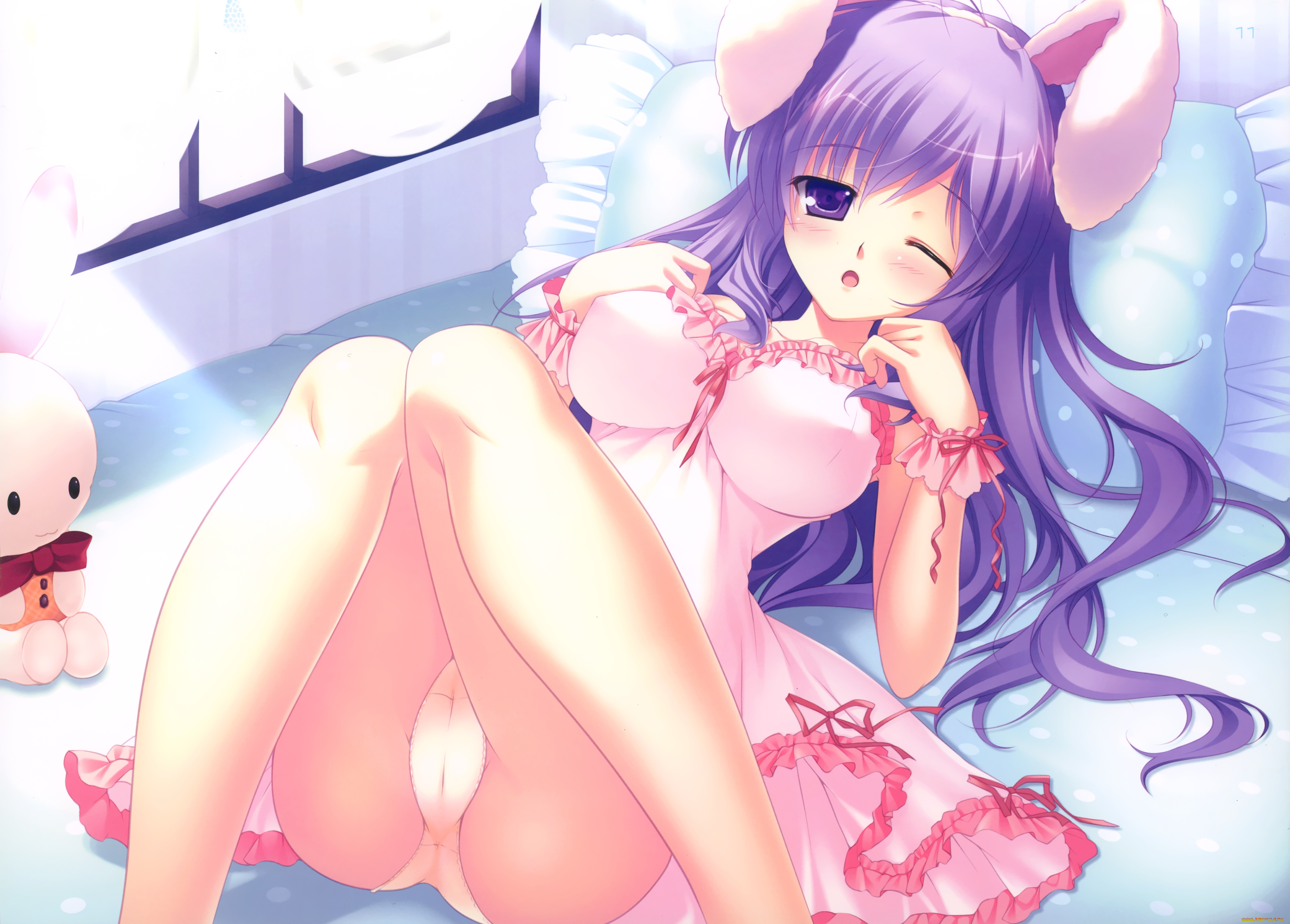 аниме, animals, девушка, ушки, игрушка