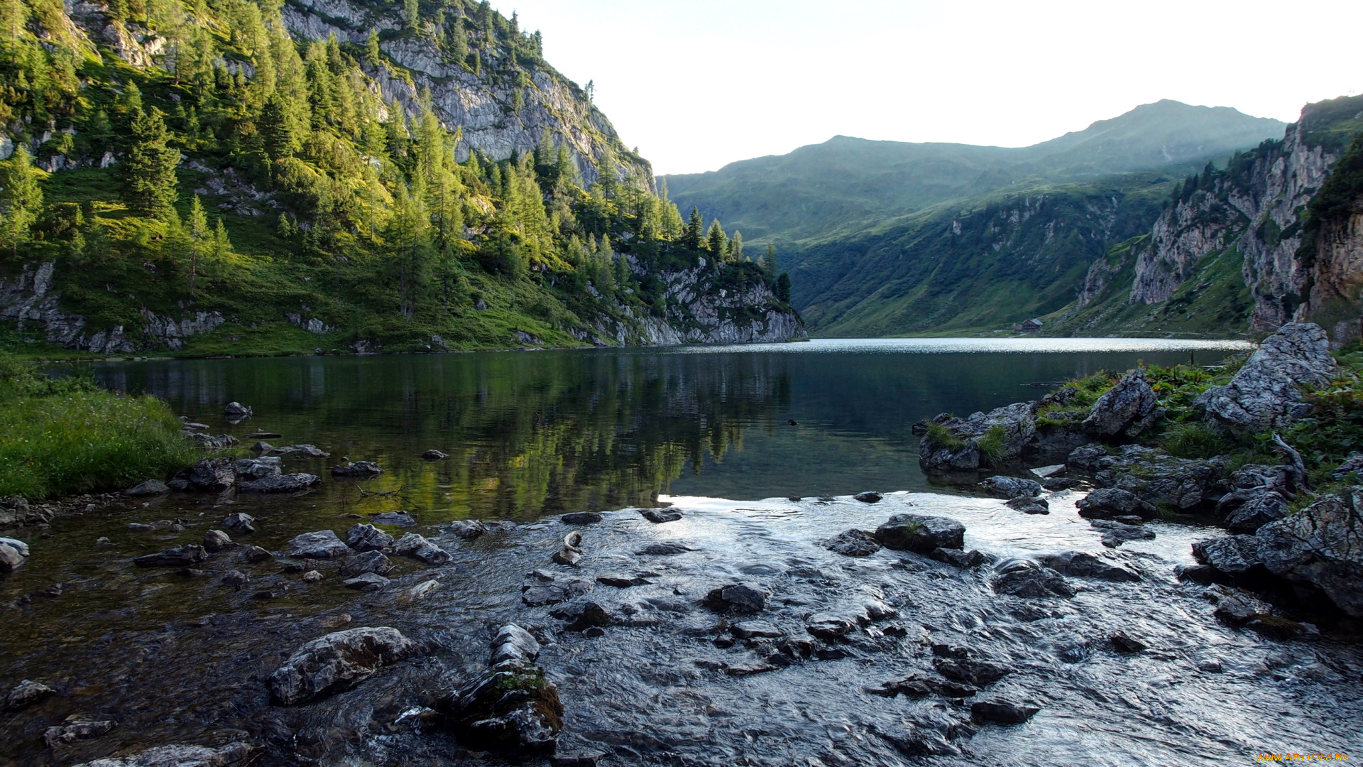 австрийские, альпы, природа, реки, озера, горы, река, лес