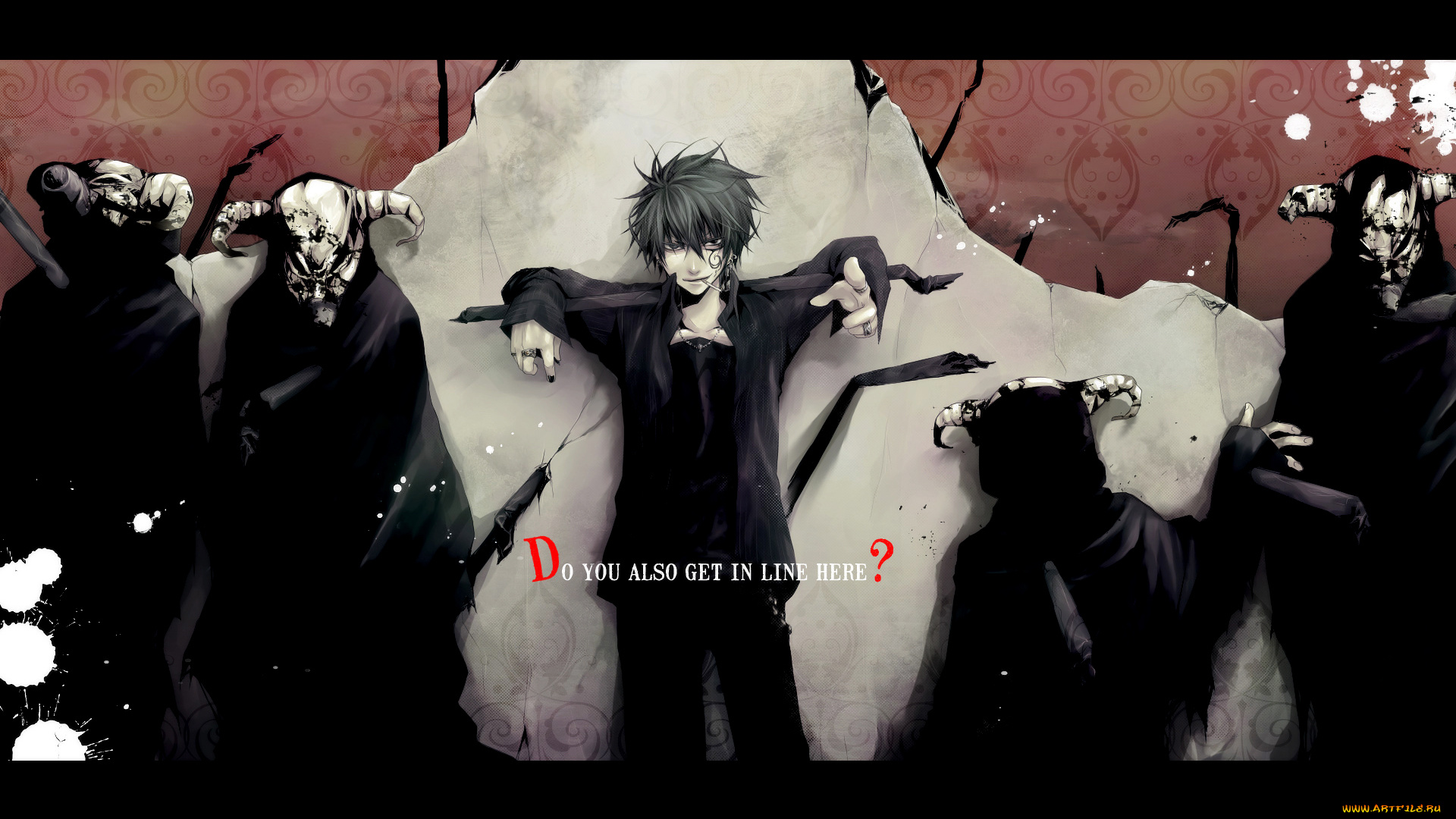 by, azuma, yuuki, аниме, angels, demons, татуировка, стена, рога, демоны, арматура, мужчина