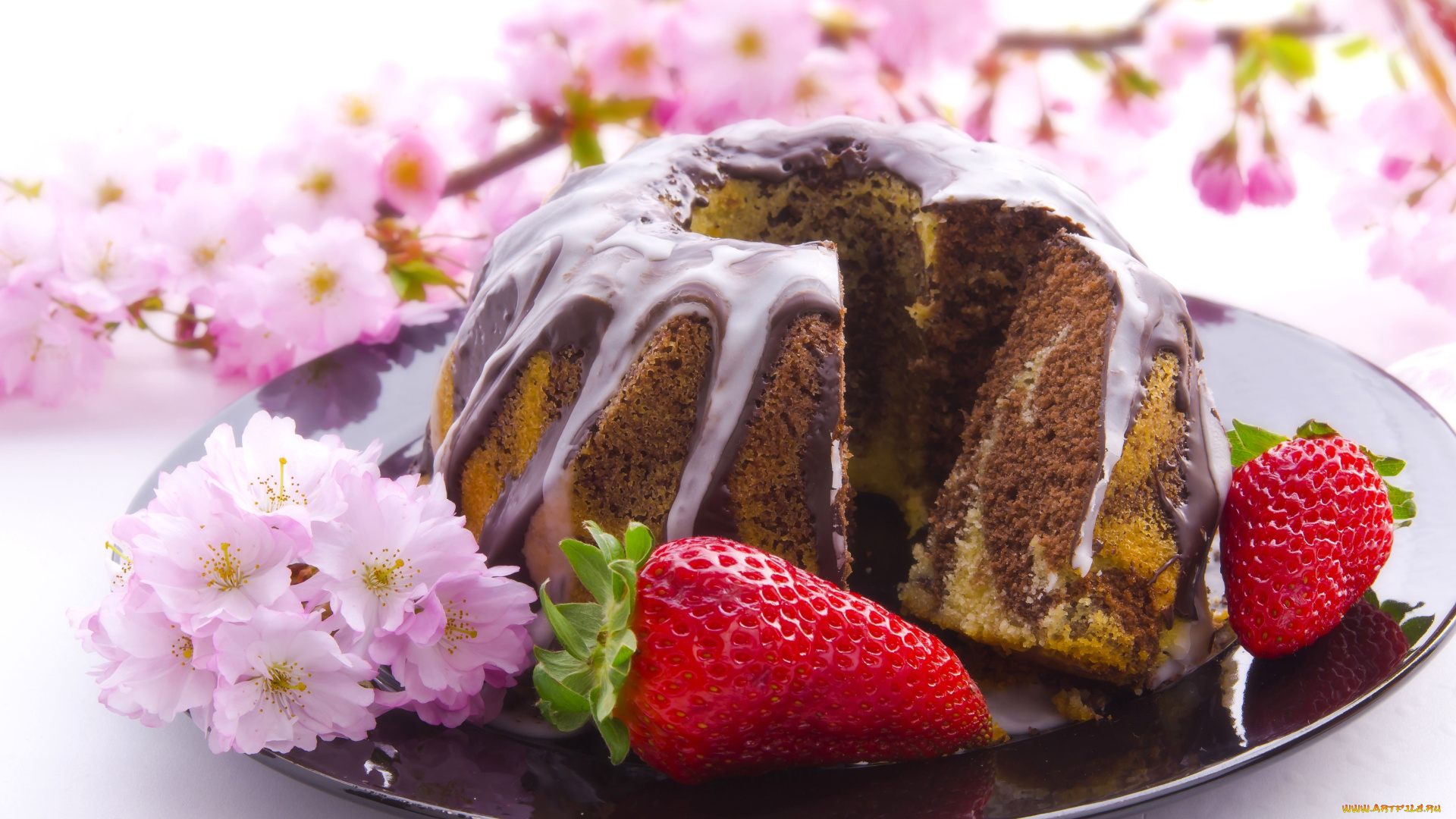 еда, пирожные, кексы, печенье, кекс, ягоды, клубника, сакура