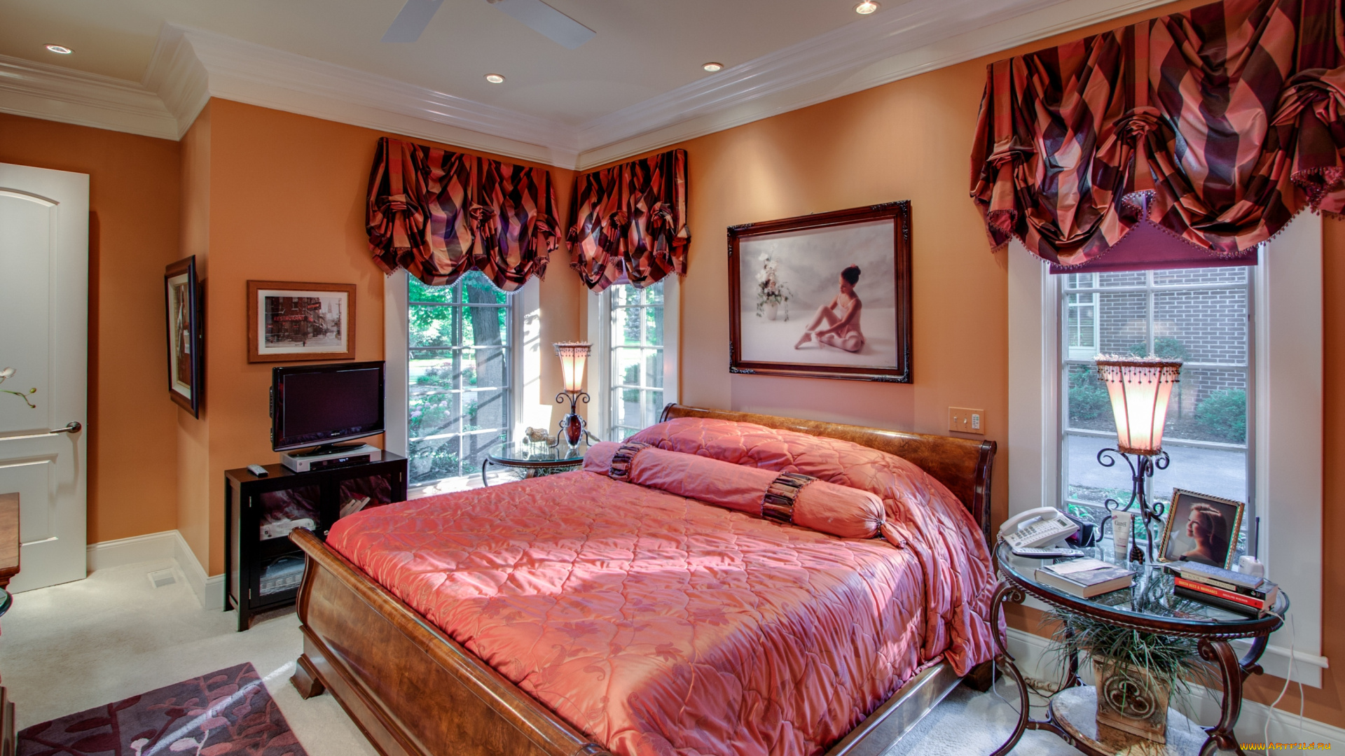 интерьер, спальня, кровать, картина