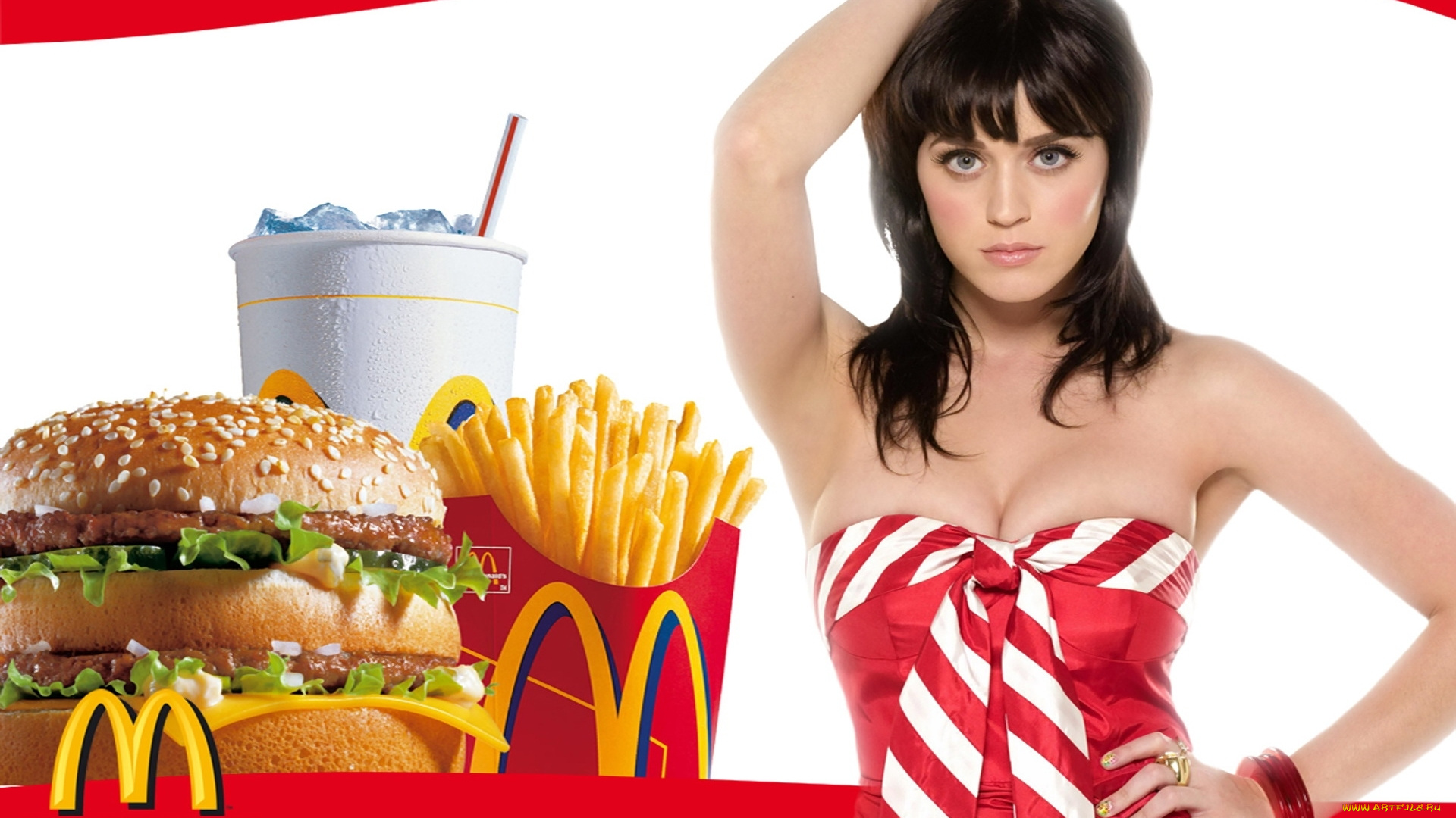 mcdonald`s, бренды, бургер, кока, картошка, девушка