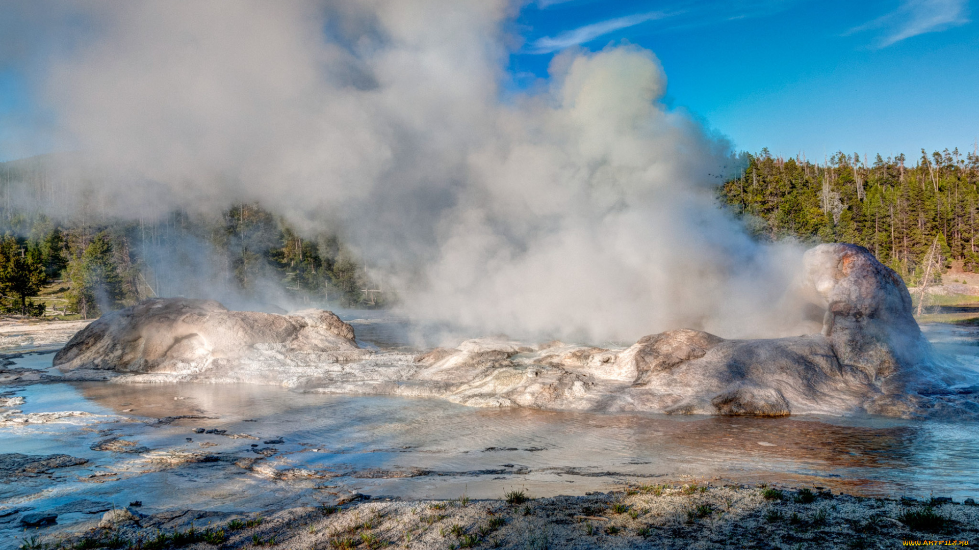природа, стихия, гейзер, сша, штат, вайоминг