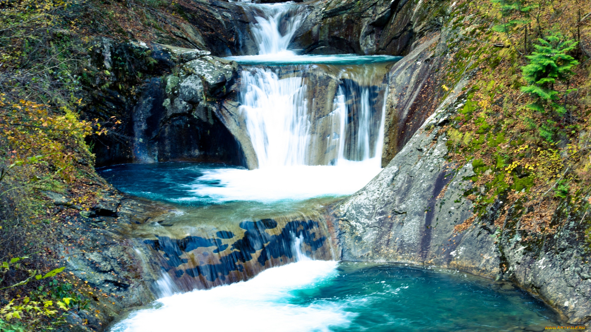 природа, водопады, поток, китай, вода