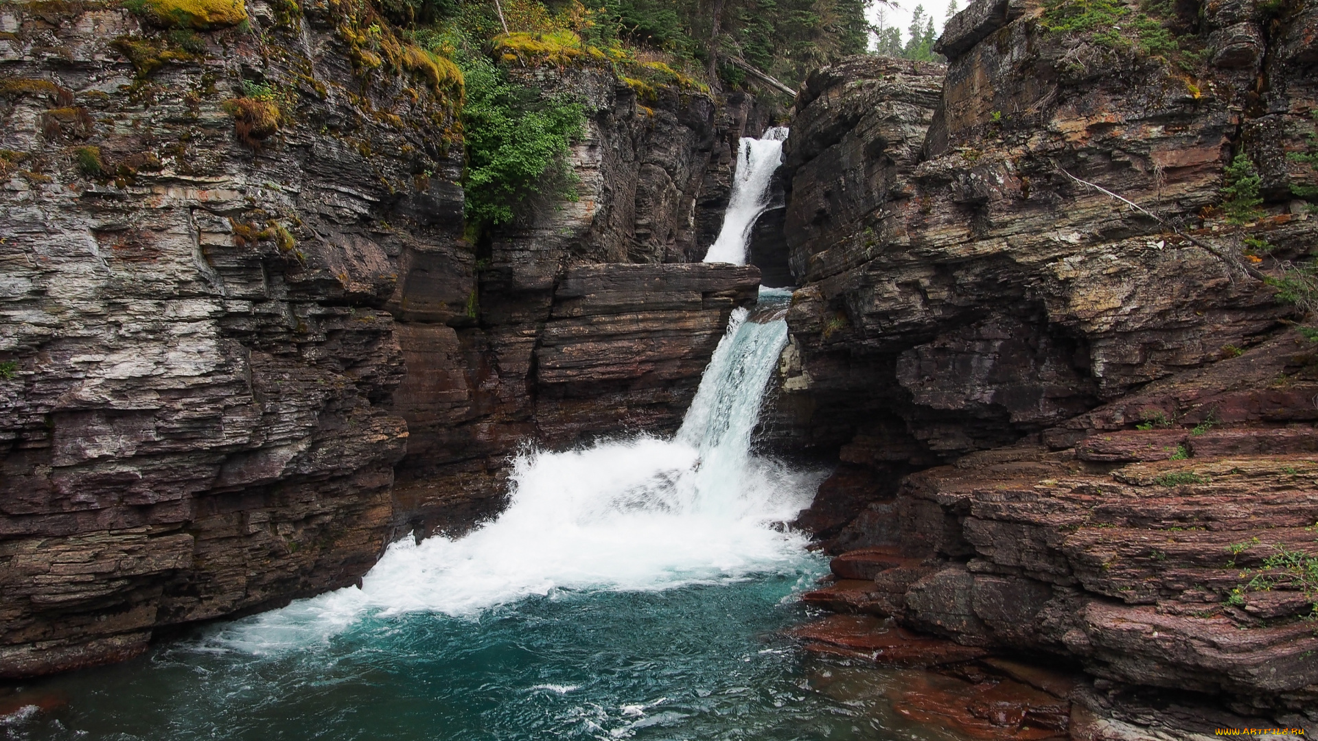 природа, водопады, штат, монтана, сша