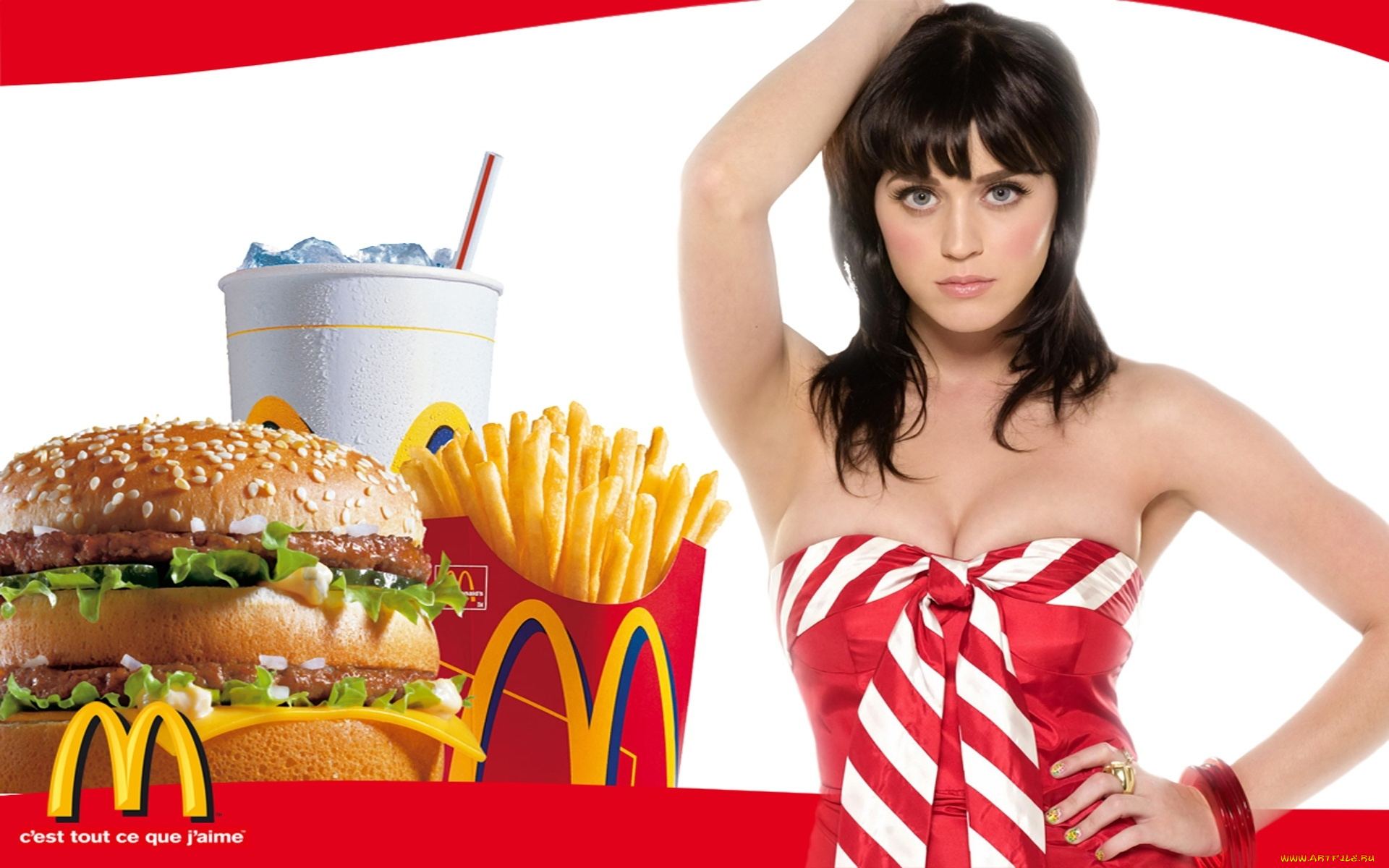 mcdonald`s, бренды, бургер, кока, картошка, девушка