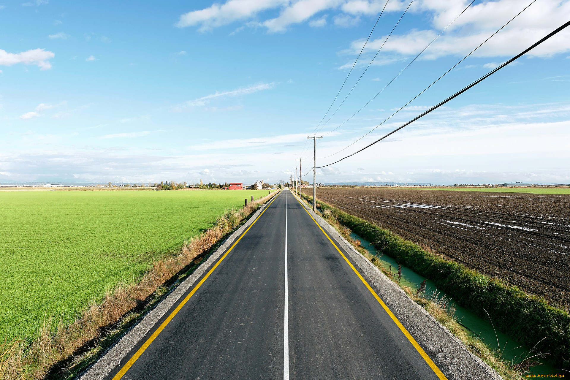природа, дороги, поля, дорога, леп