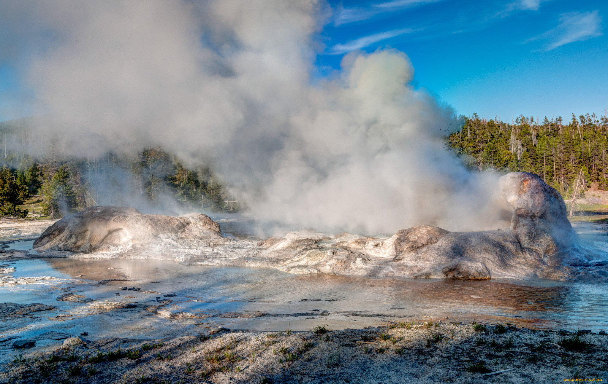 природа, стихия, гейзер, сша, штат, вайоминг