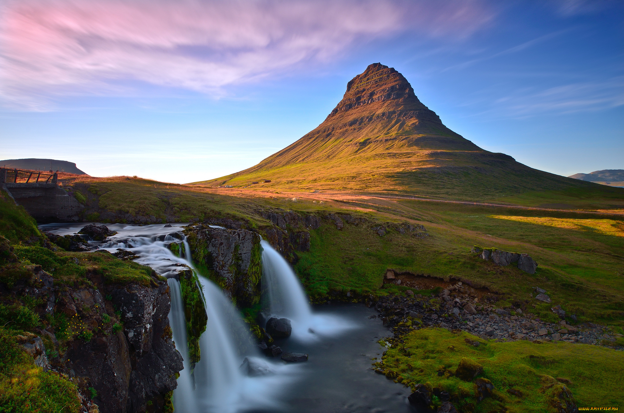 kirkjufellsfoss, iceland, природа, водопады, исландия, гора
