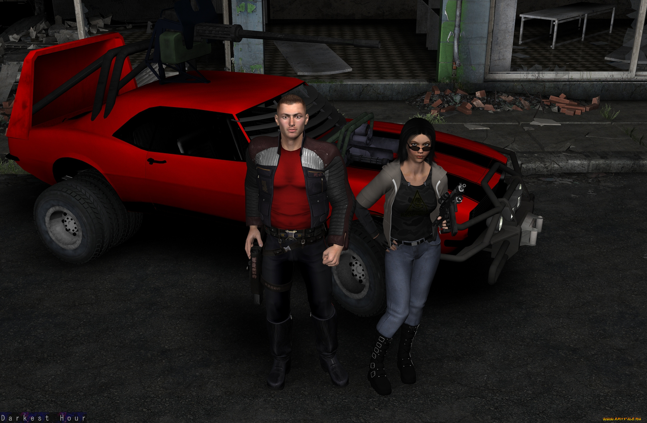 3д, графика, people, люди, автомобиль, мальчик, девушка